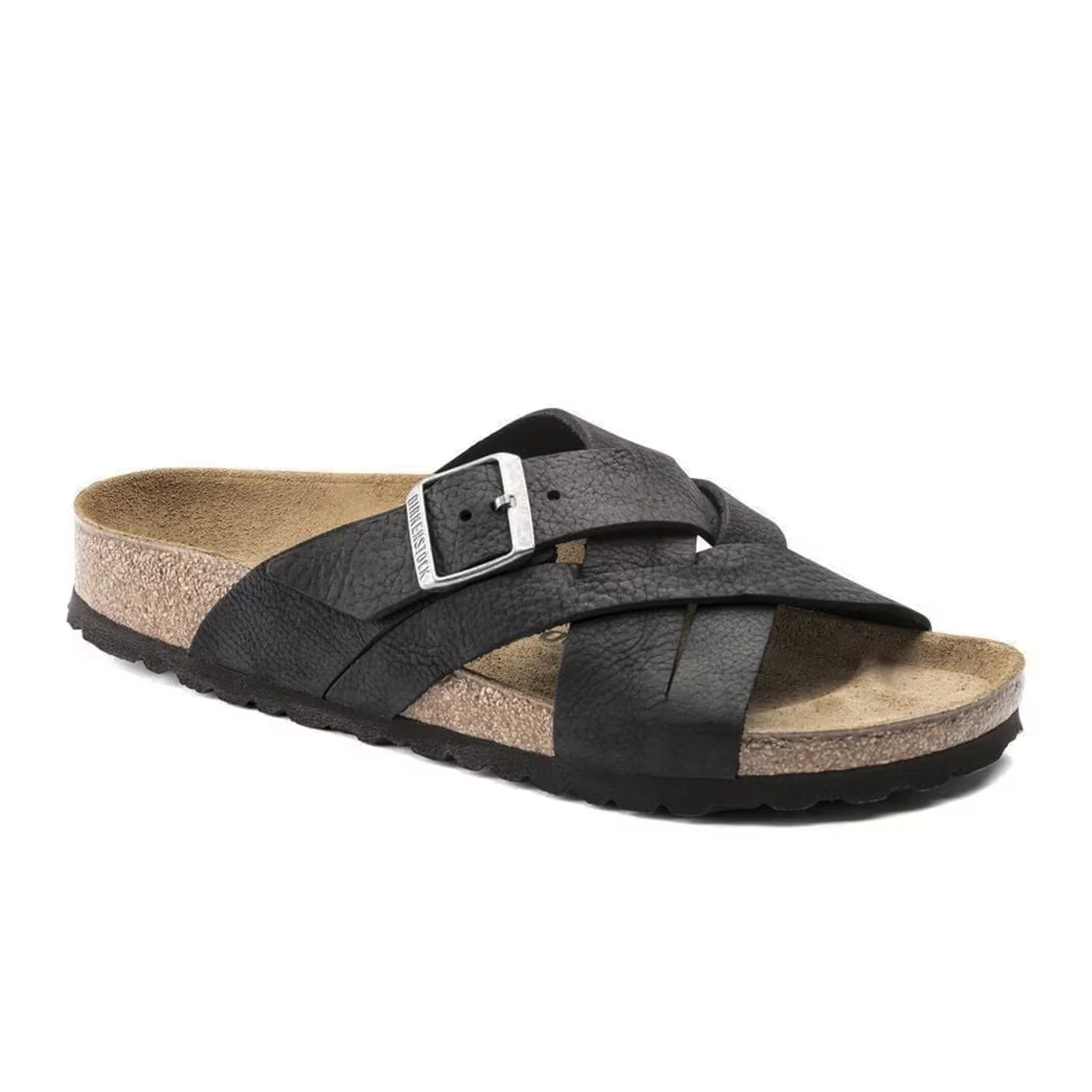 Birkenstock Lugano Slide Sandal (Unisex) - Camberra Black Oiled Leather