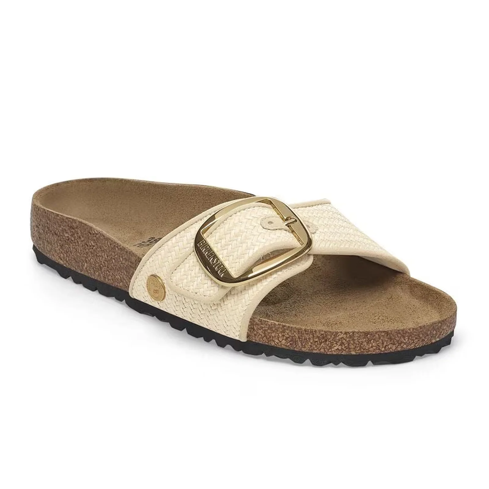 Birkenstock Madrid Big Buckle Narrow Slide Sandal (Women) - Raffia Natural