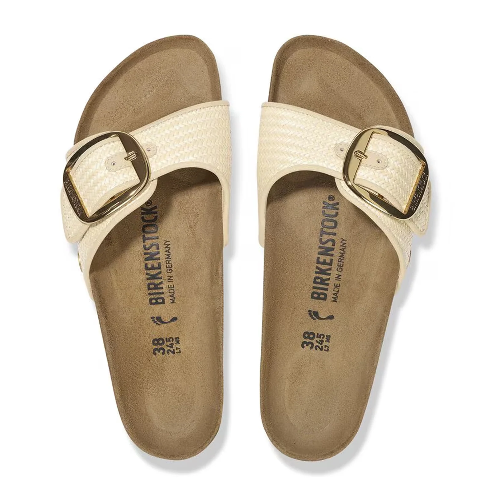 Birkenstock Madrid Big Buckle Narrow Slide Sandal (Women) - Raffia Natural - Image 2