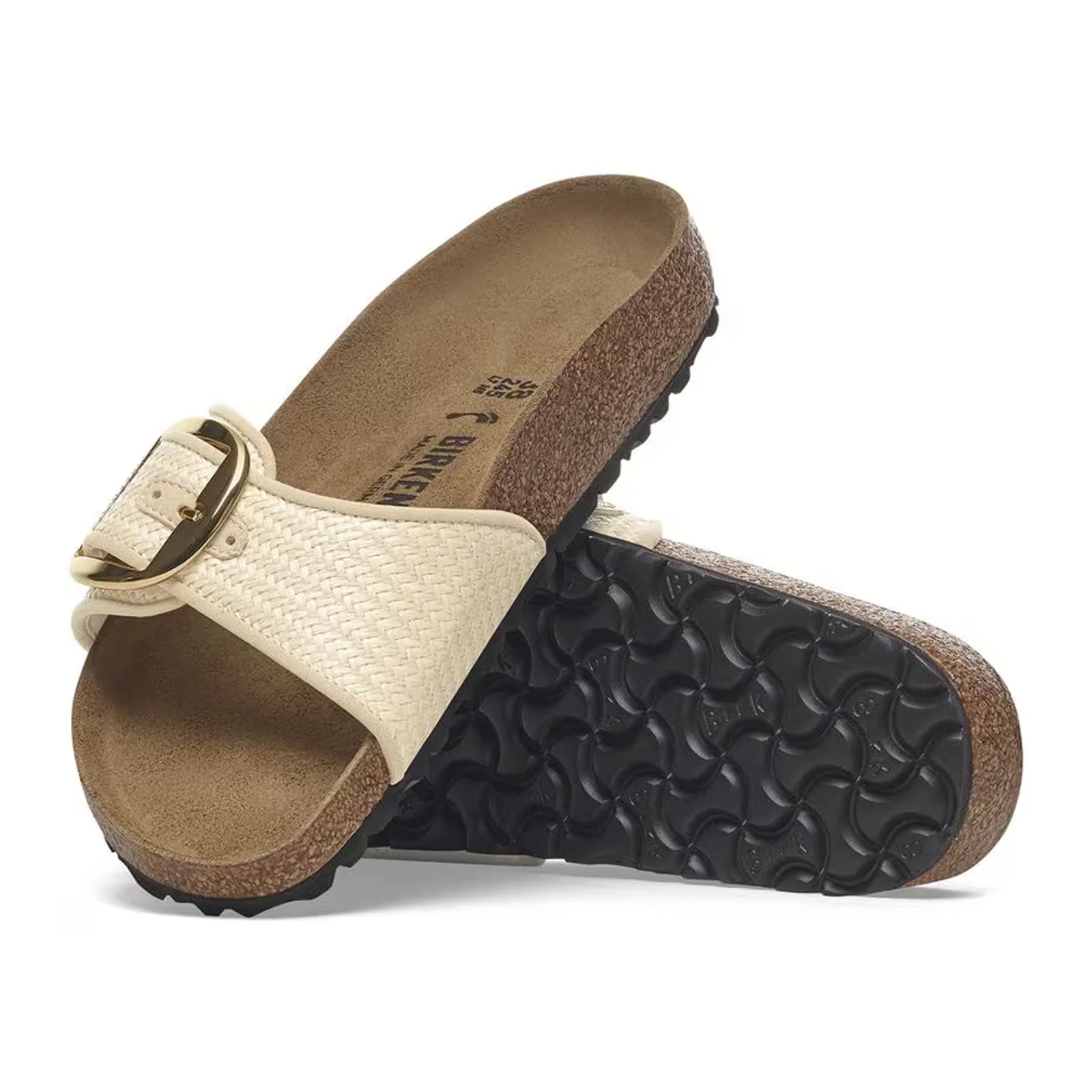 Birkenstock Madrid Big Buckle Narrow Slide Sandal (Women) - Raffia Natural - Image 3