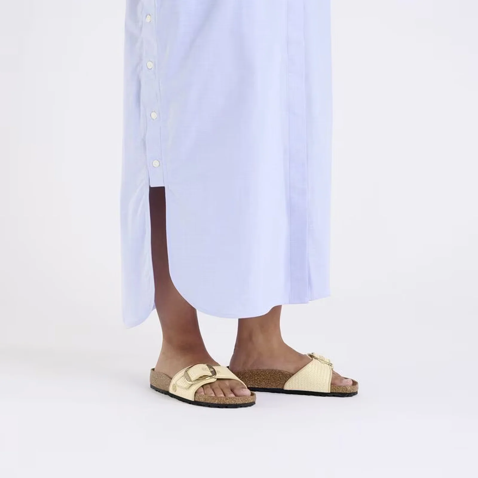 Birkenstock Madrid Big Buckle Narrow Slide Sandal (Women) - Raffia Natural - Image 6