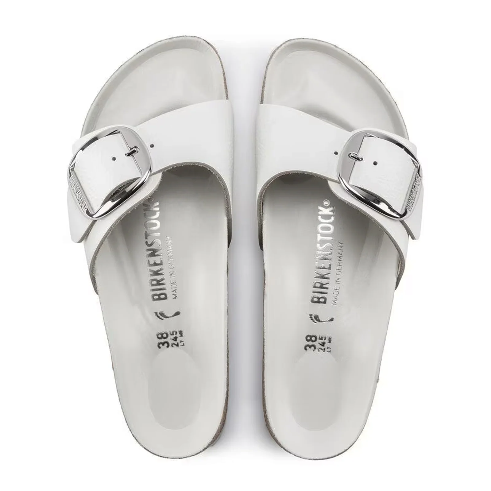 Birkenstock Madrid Big Buckle Narrow Slide Sandal (Women) - White Leather - Image 2
