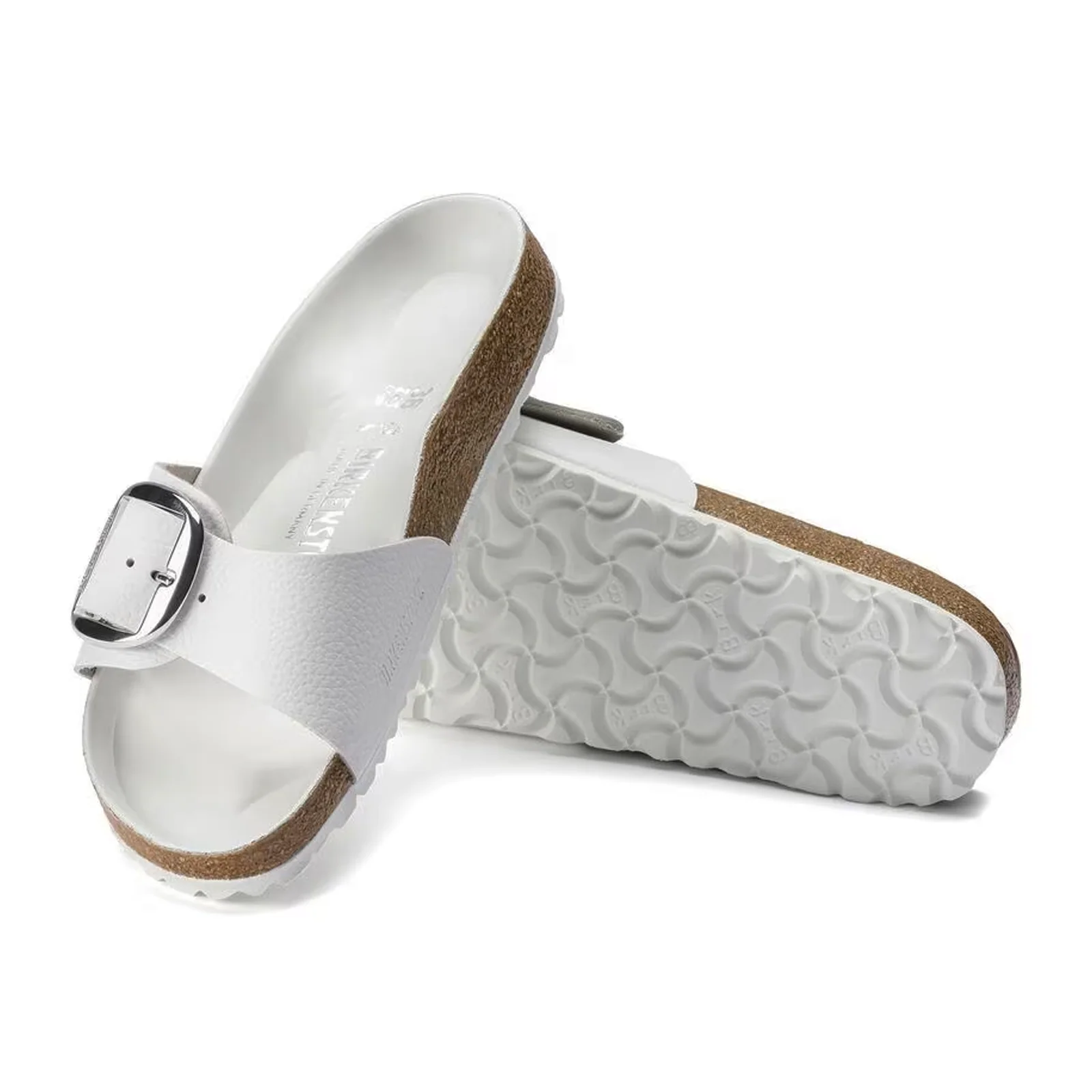 Birkenstock Madrid Big Buckle Narrow Slide Sandal (Women) - White Leather - Image 3