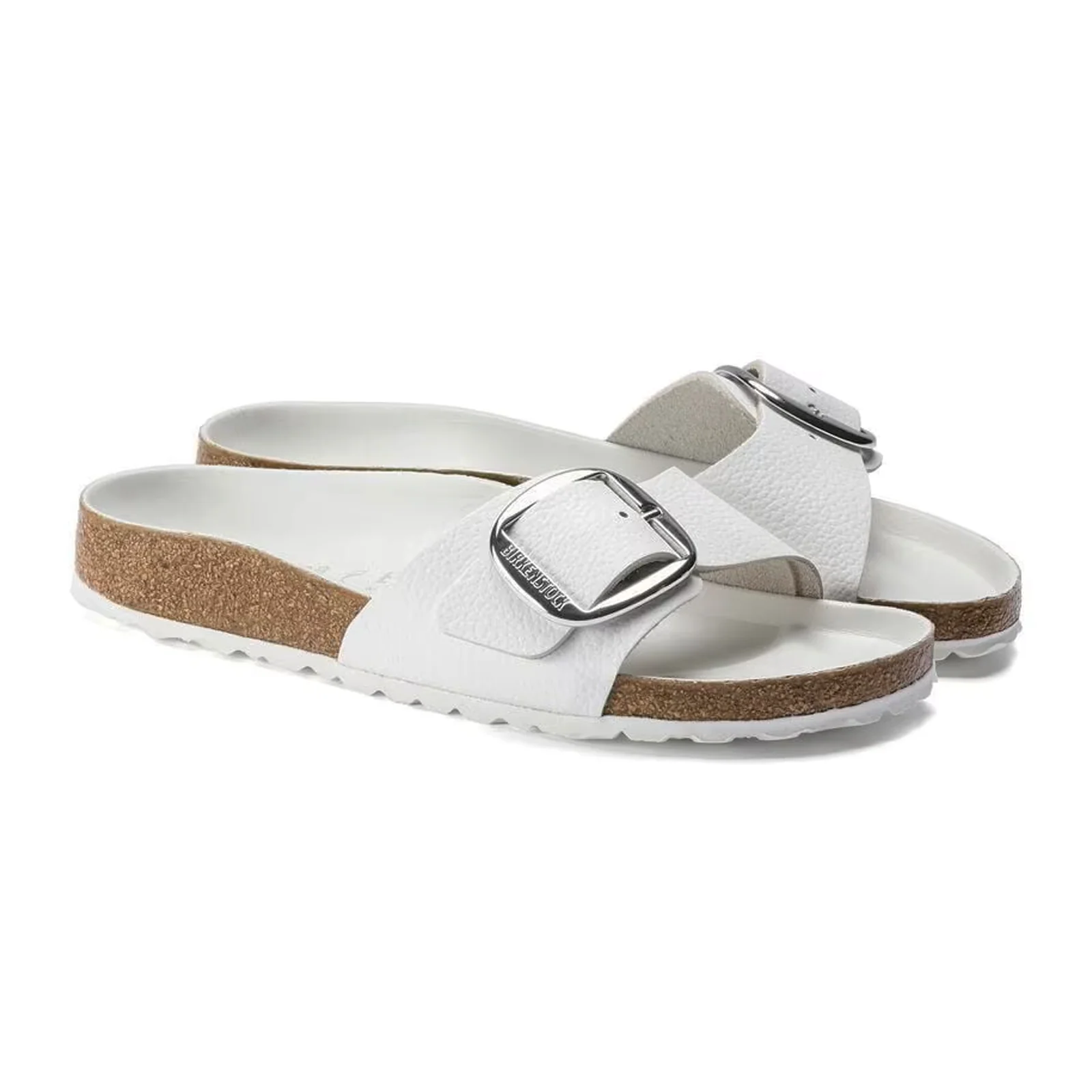 Birkenstock Madrid Big Buckle Narrow Slide Sandal (Women) - White Leather - Image 4