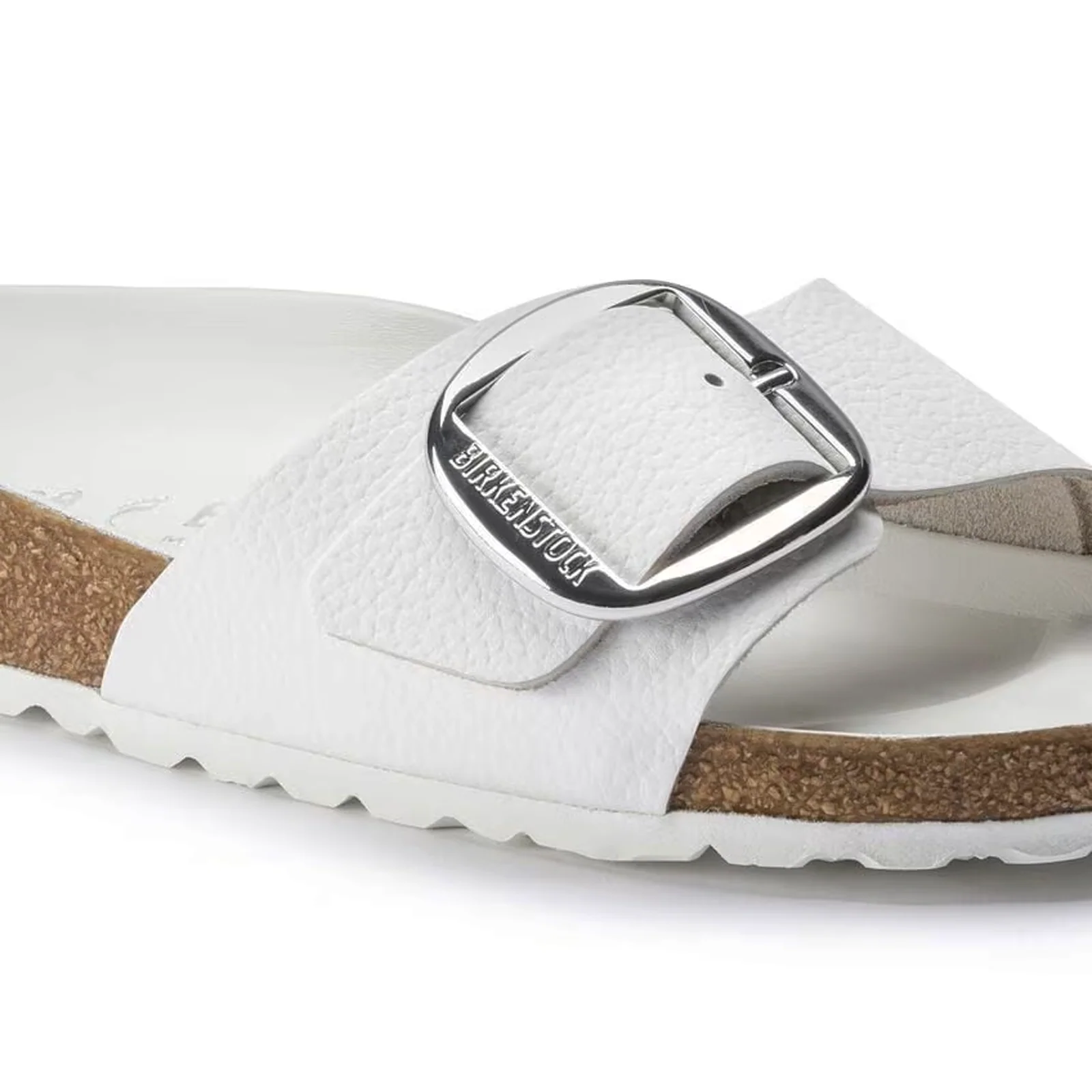 Birkenstock Madrid Big Buckle Narrow Slide Sandal (Women) - White Leather - Image 5