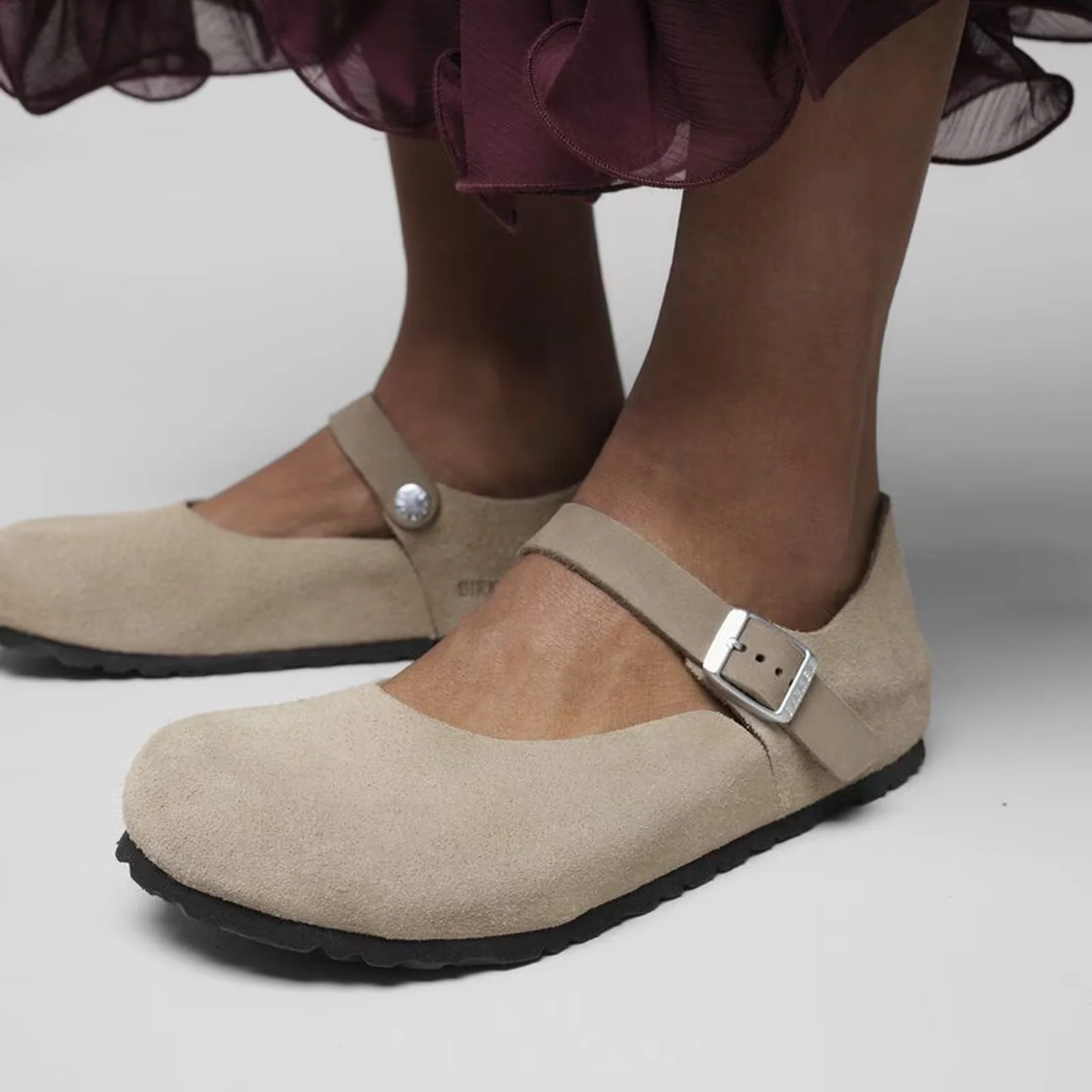 Birkenstock Mantova Mary Jane Flat (Women) - Taupe Suede - Image 9