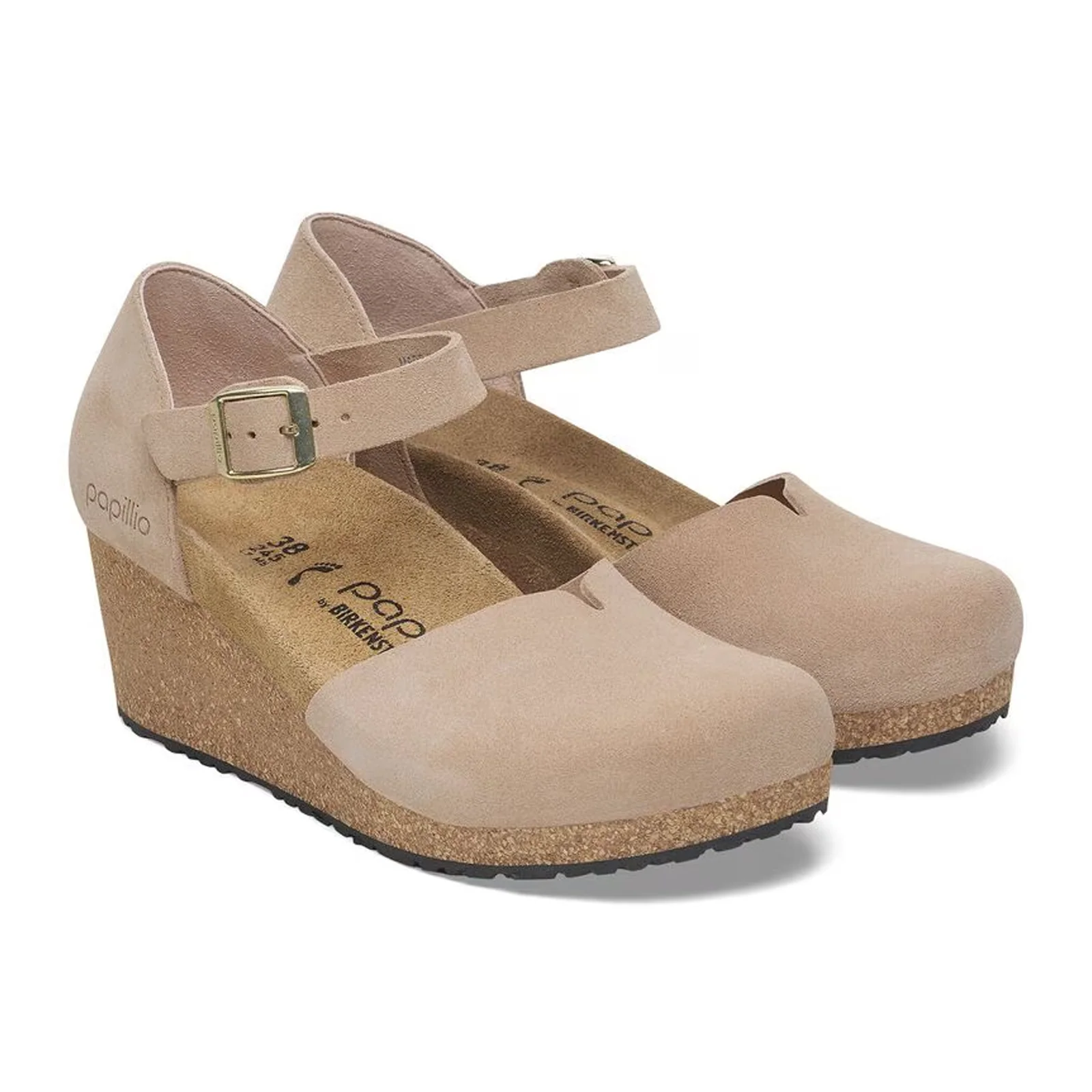 Birkenstock Mary Narrow Wedge Sandal (Women) - Warm Sand Suede - Image 4