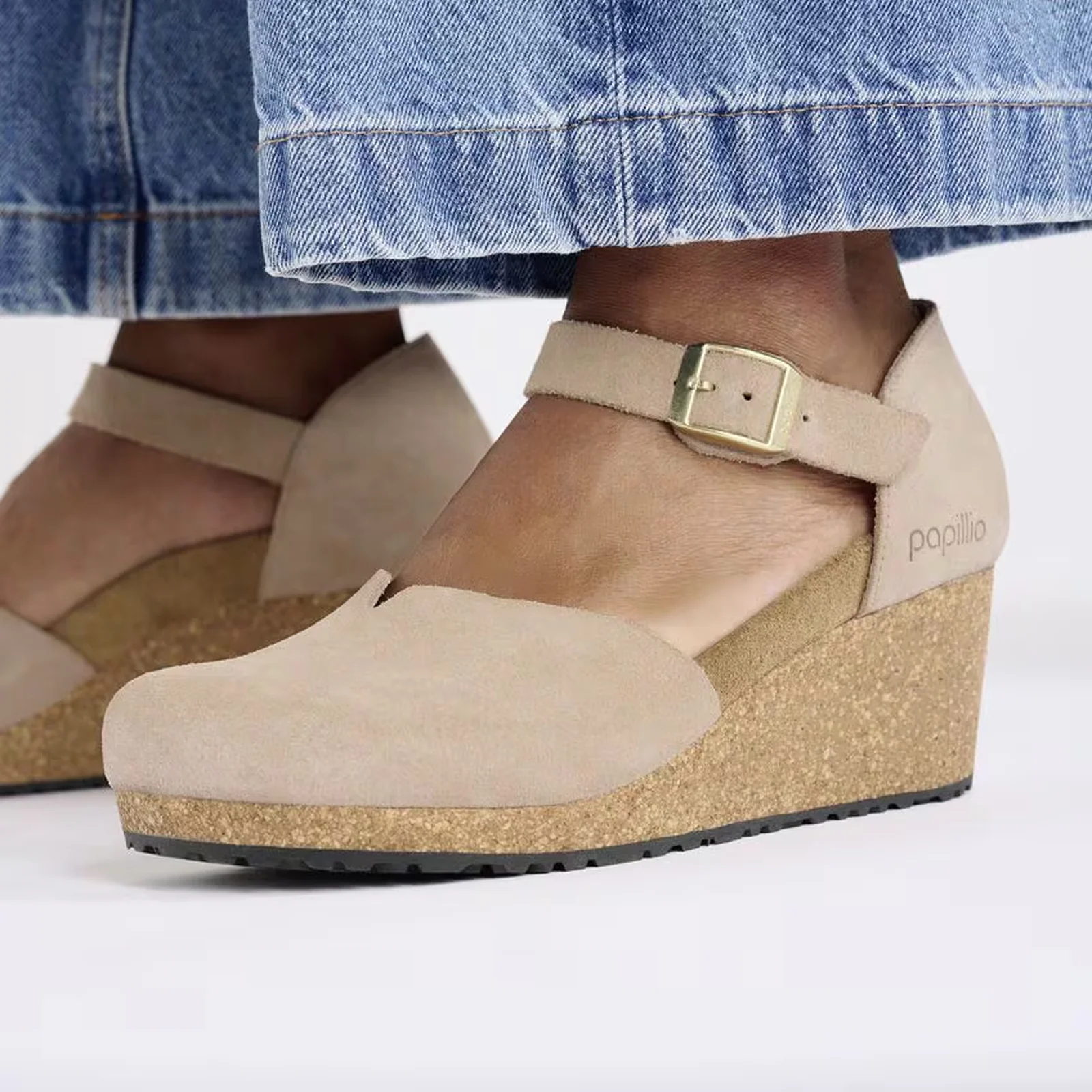 Birkenstock Mary Narrow Wedge Sandal (Women) - Warm Sand Suede - Image 7