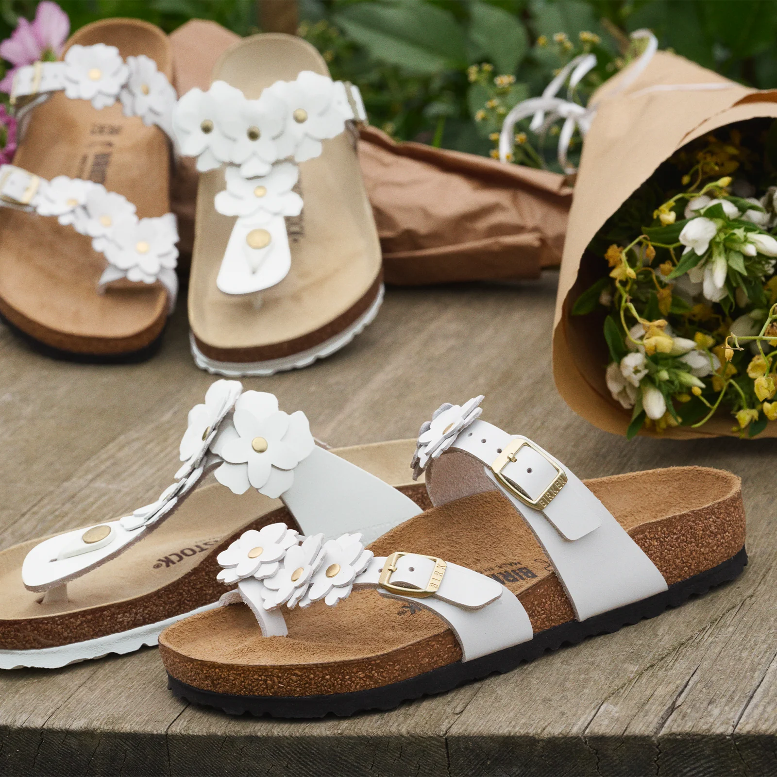 Birkenstock Mayari Flowers Sandal (Women) - White Leather - Image 8