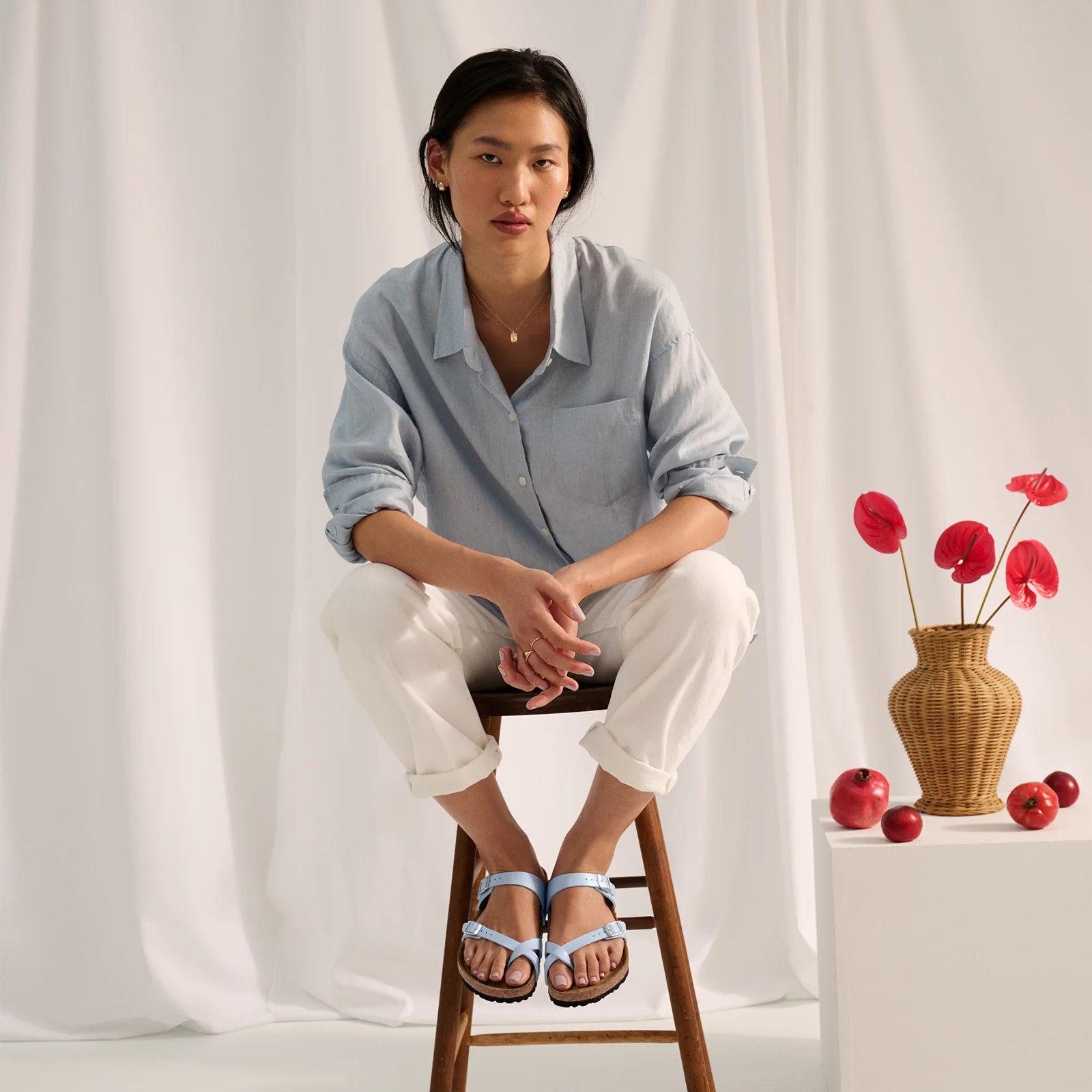 Birkenstock Mayari Sandal (Women) - Graceful Baby Blue Birko-Flor - Image 8