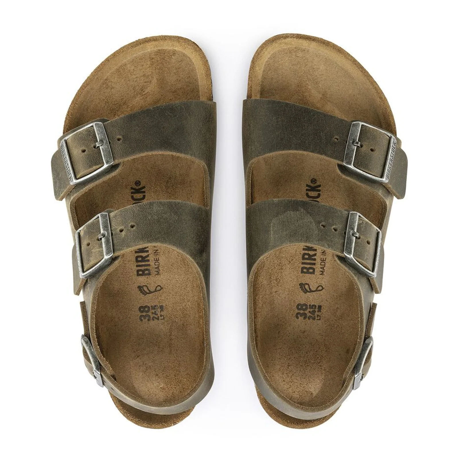 Birkenstock Milano Backstrap Sandal (Men) - Faded Khaki Oiled Leather - Image 2