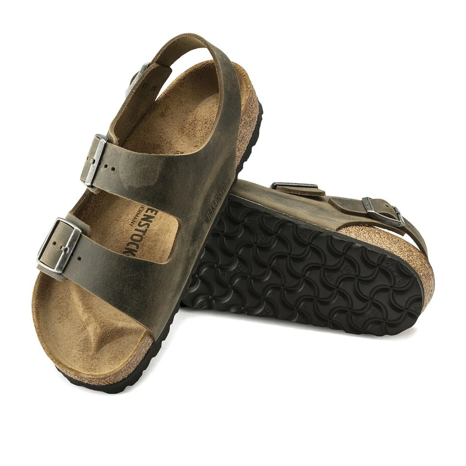 Birkenstock Milano Backstrap Sandal (Men) - Faded Khaki Oiled Leather - Image 3