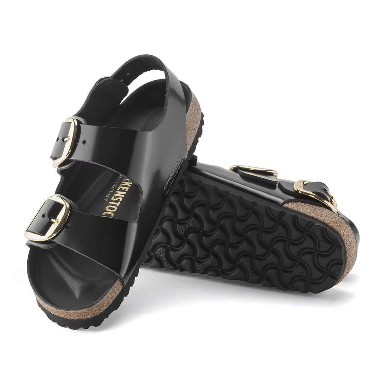 Birkenstock Milano Big Buckle Narrow Backstrap Sandal (Women) - High Shine Black Leather - Image 3