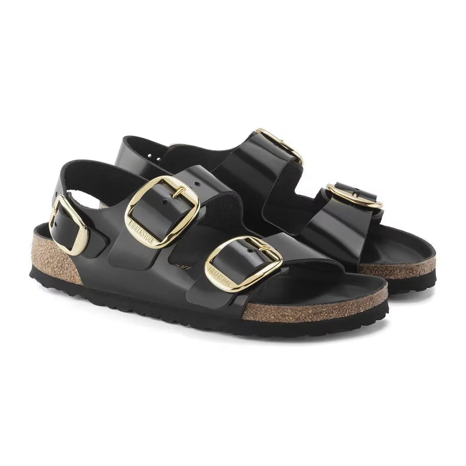 Birkenstock Milano Big Buckle Narrow Backstrap Sandal (Women) - High Shine Black Leather - Image 4