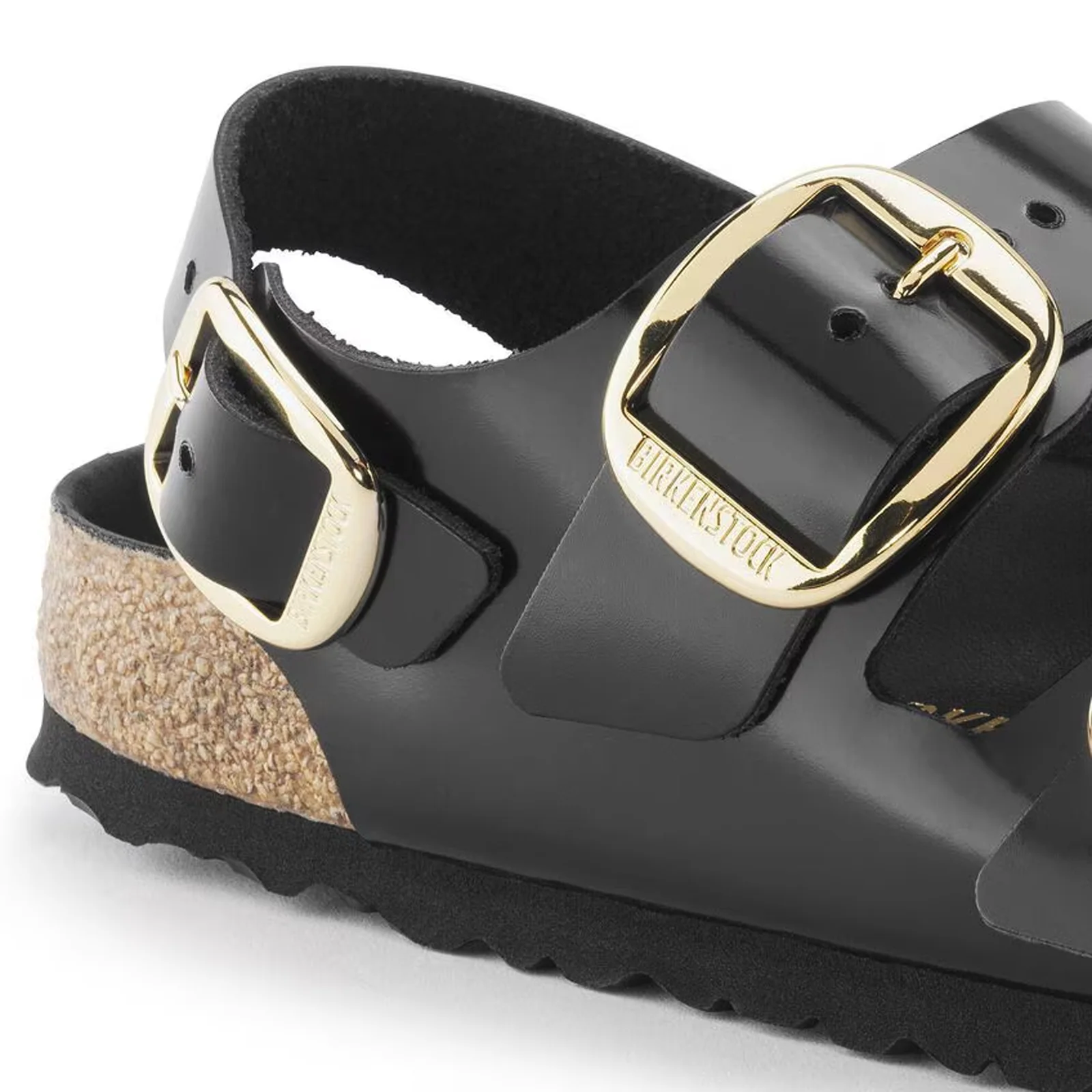 Birkenstock Milano Big Buckle Narrow Backstrap Sandal (Women) - High Shine Black Leather - Image 5