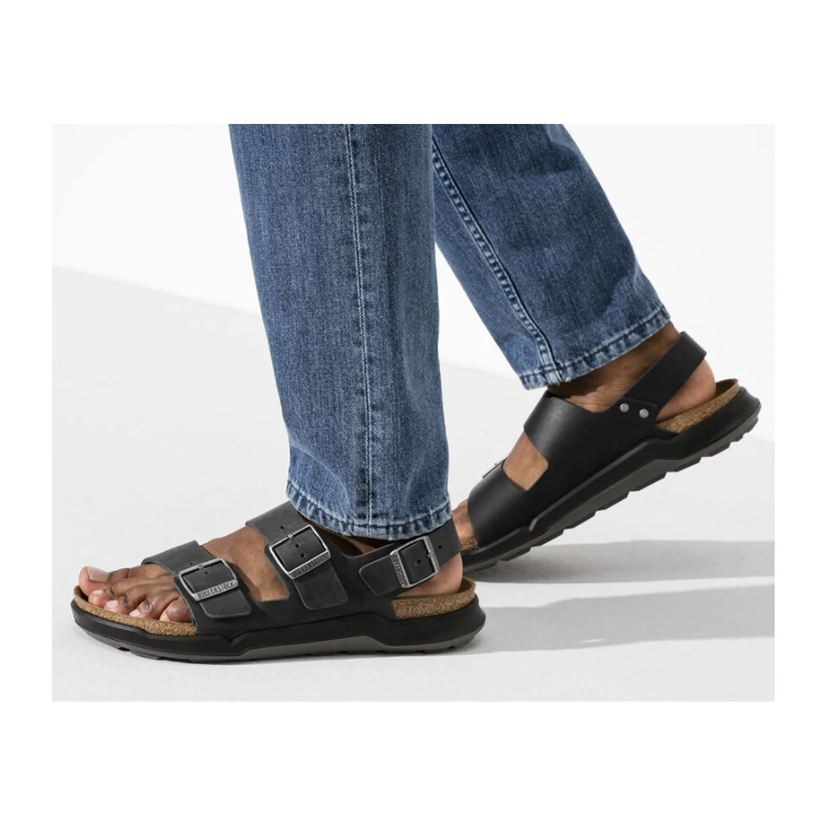 Birkenstock Milano Rugged Backstrap Sandal (Men) - Black Oiled Leather - Image 4