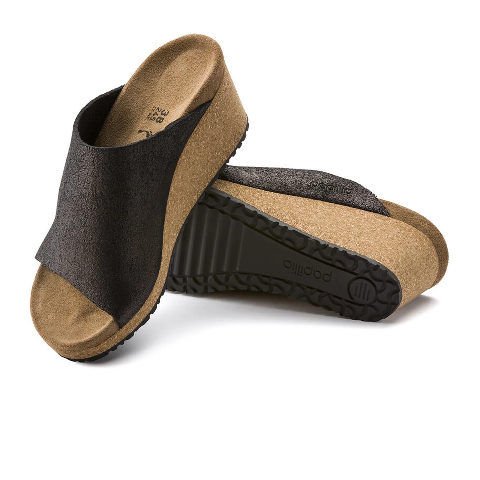 Birkenstock Namica Narrow Wedge Sandal (Women) - Washed Metallic Antique Black Suede - Image 3