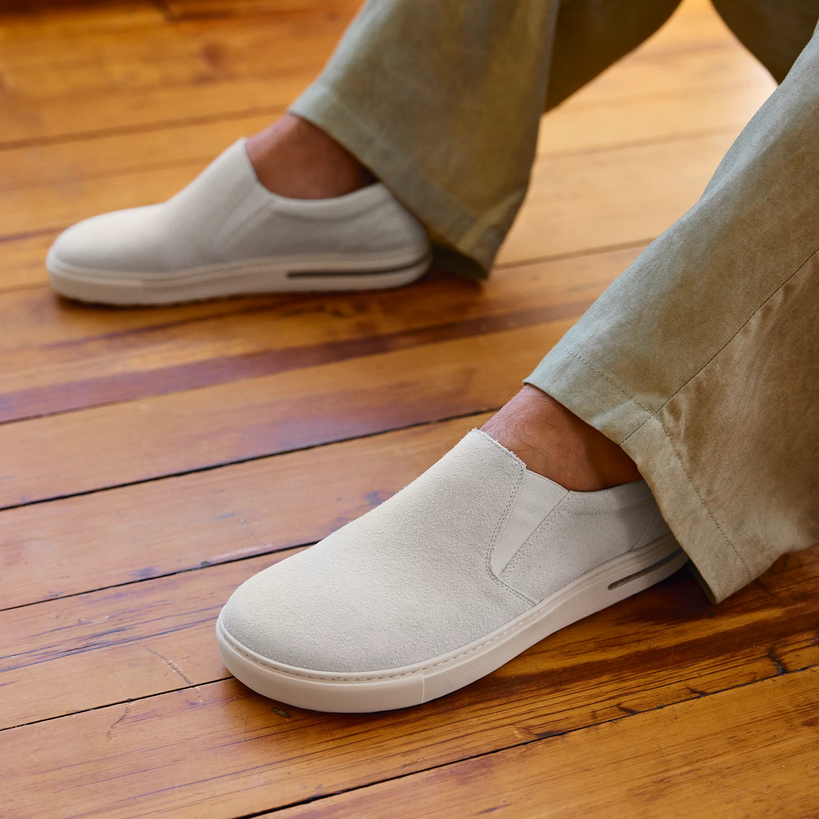 Birkenstock Oswego Narrow Slip On Sneaker (Women) - Antique White Suede - Image 8