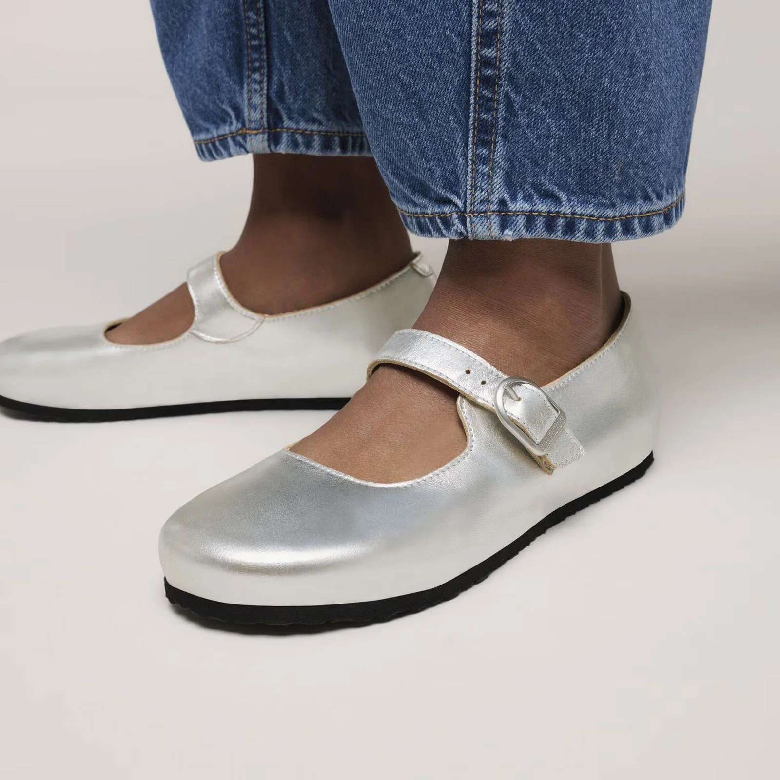 Birkenstock Santa Clarita Mary Jane Flat (Women) - Silver Leather - Image 6