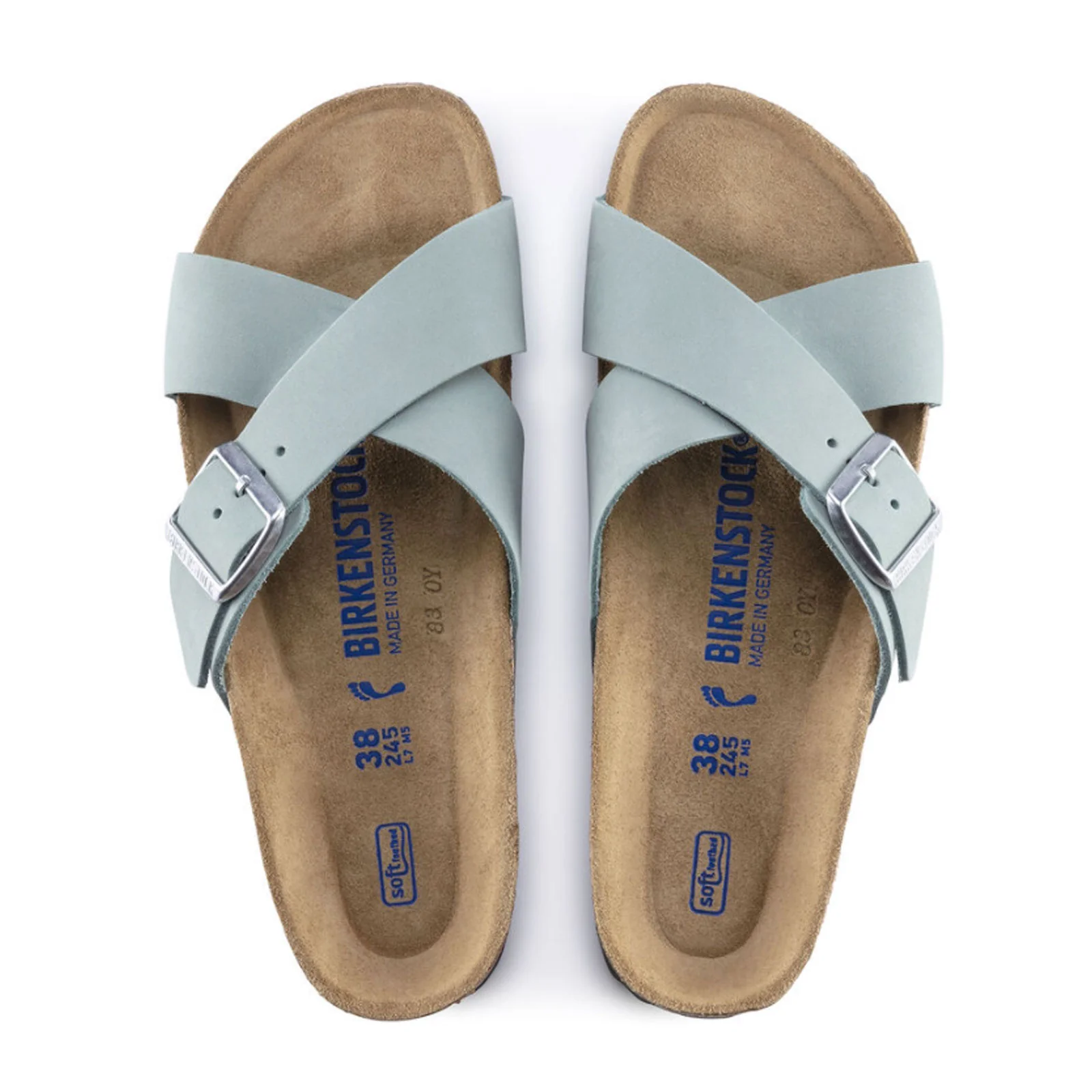 Birkenstock Siena Soft Footbed Narrow Slide Sandal (Women) - Faded Aqua Nubuck - Image 2