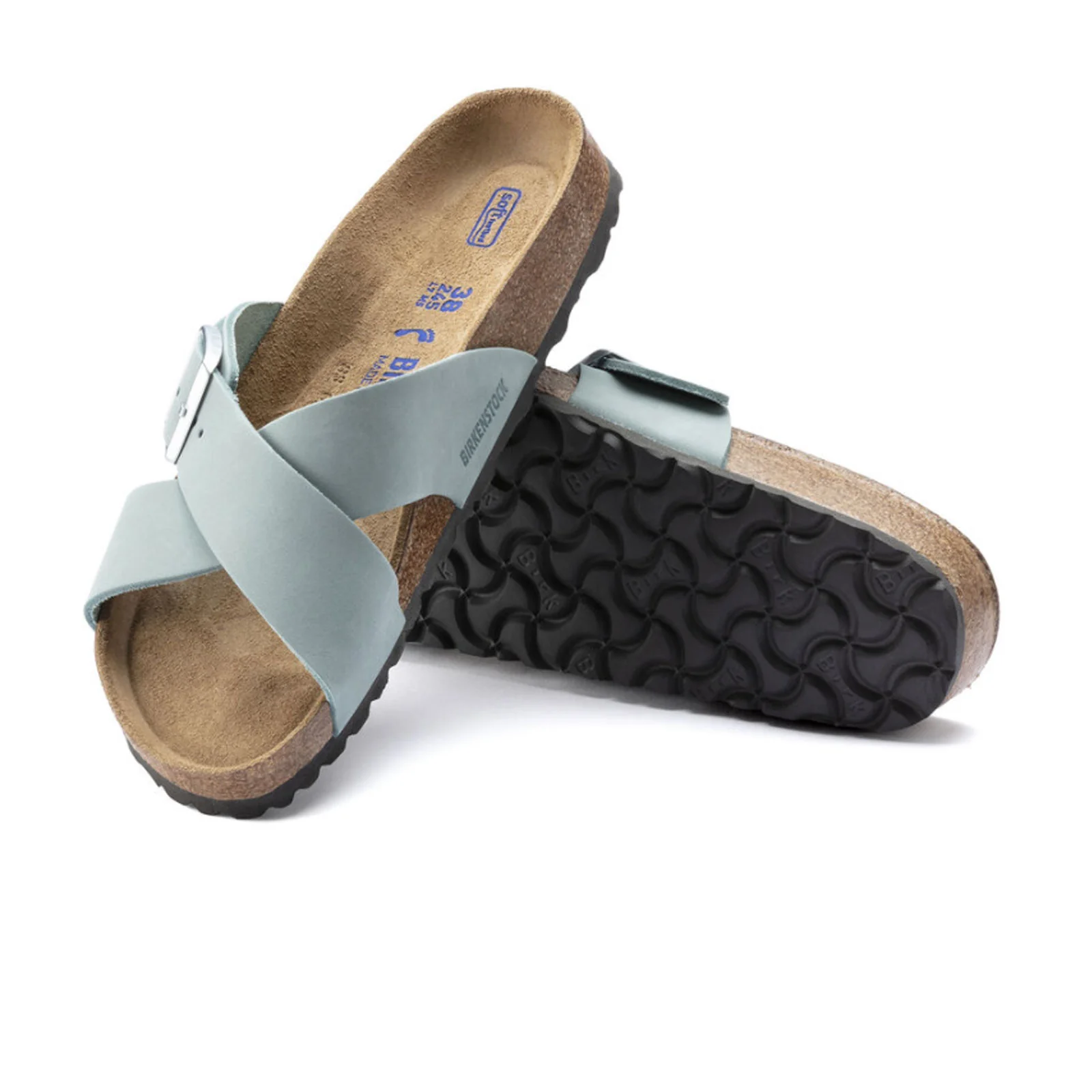 Birkenstock Siena Soft Footbed Narrow Slide Sandal (Women) - Faded Aqua Nubuck - Image 3