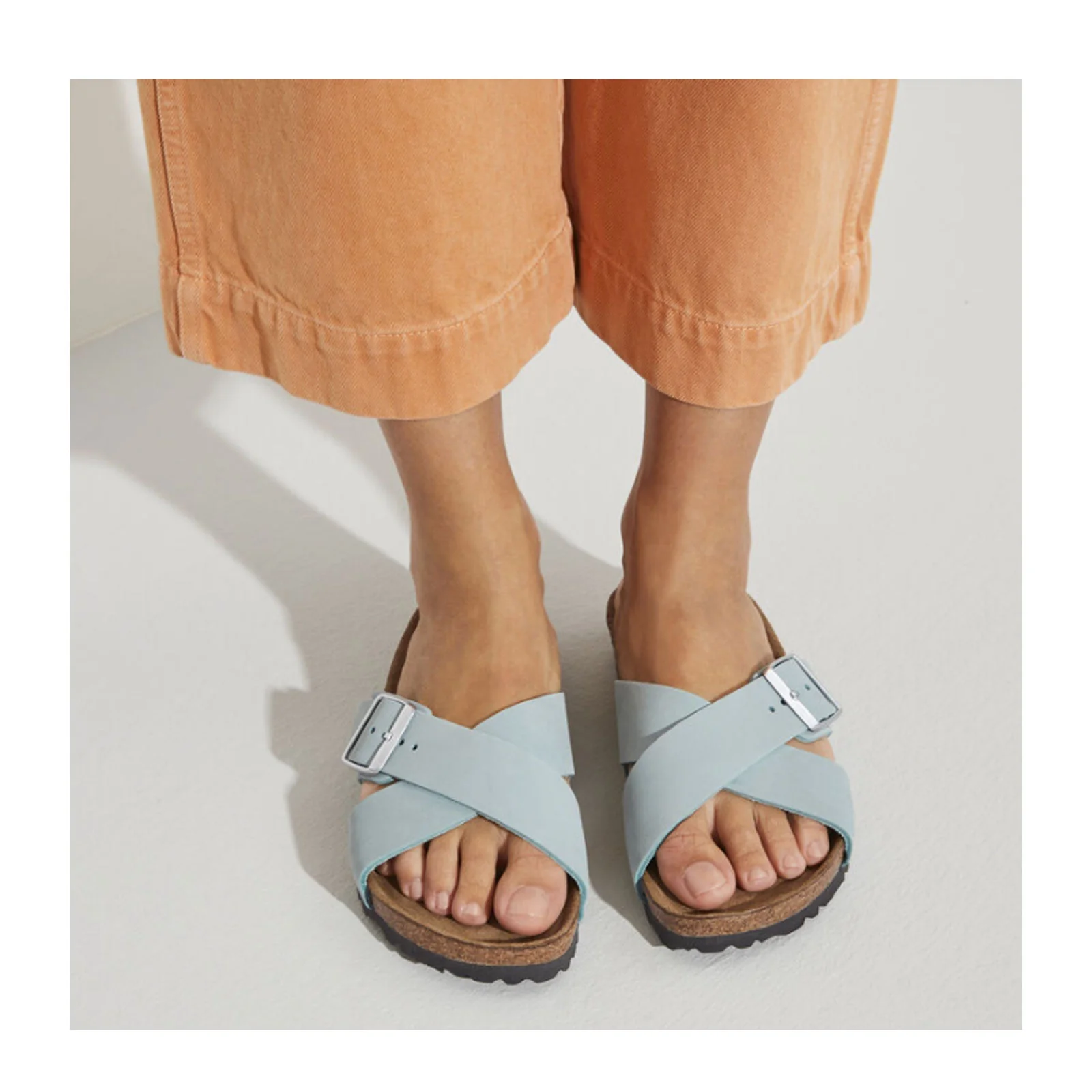 Birkenstock Siena Soft Footbed Narrow Slide Sandal (Women) - Faded Aqua Nubuck - Image 5