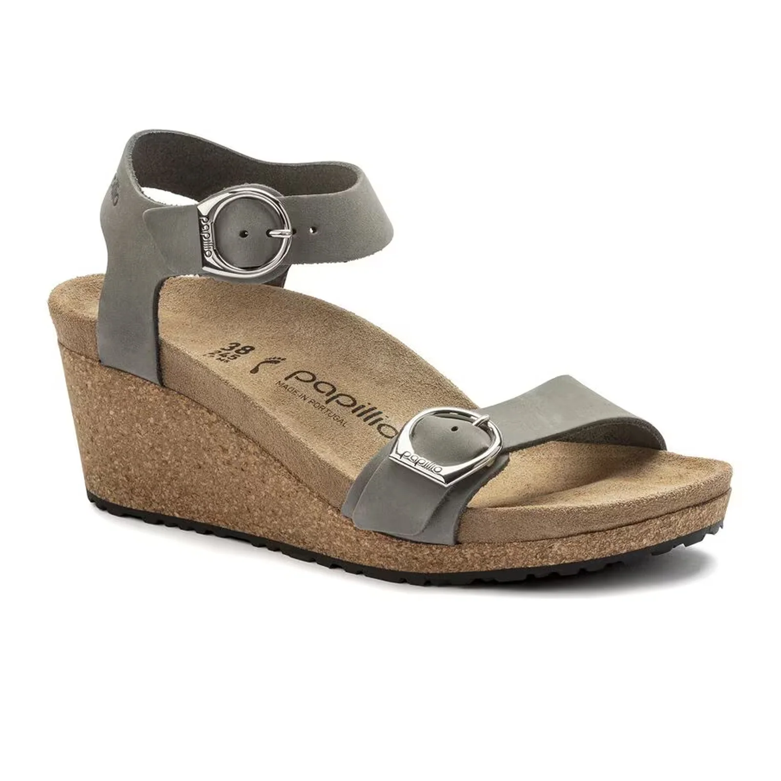 Birkenstock Soley Ring-Buckle Narrow Wedge Sandal (Women) - Dove Gray Nubuck