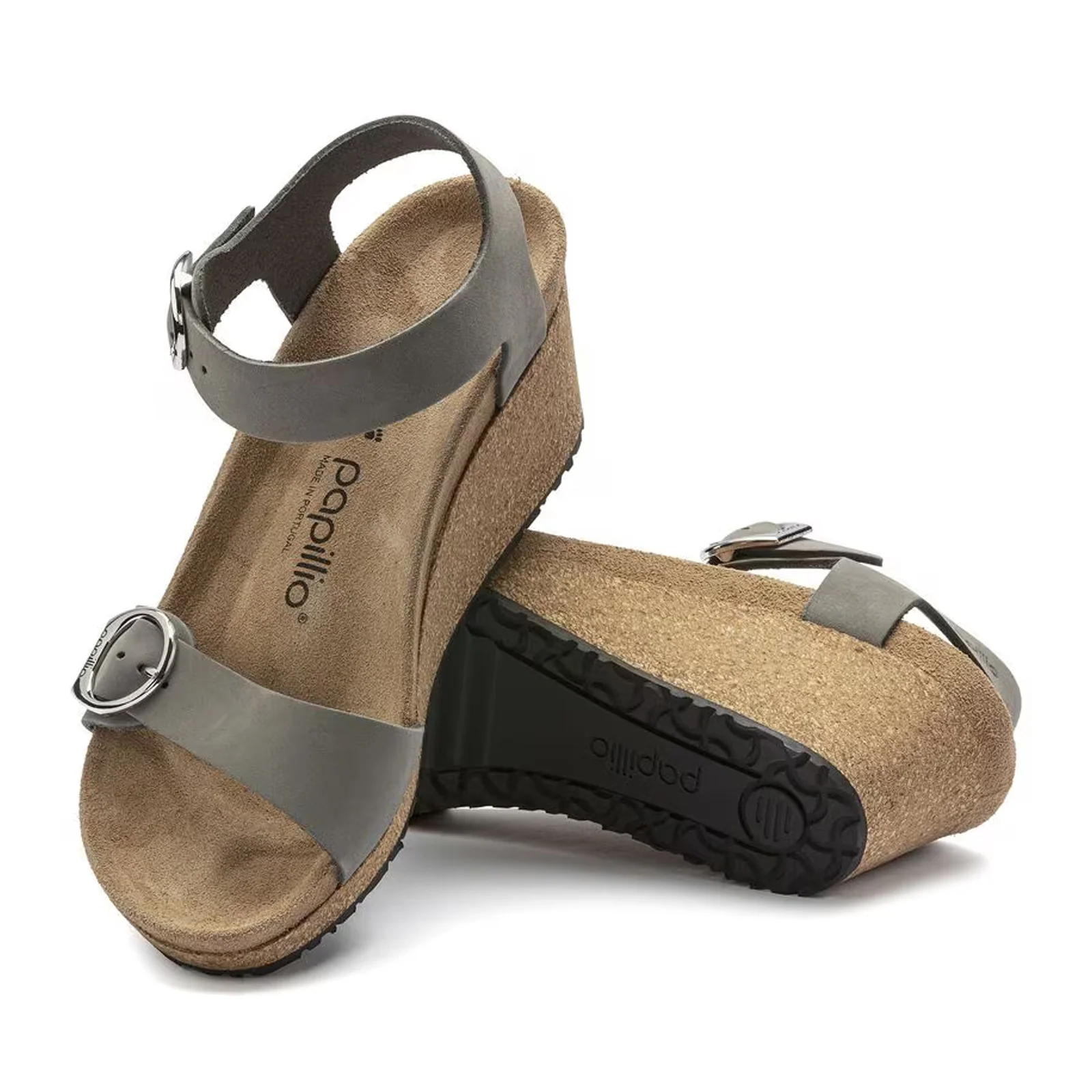 Birkenstock Soley Ring-Buckle Narrow Wedge Sandal (Women) - Dove Gray Nubuck - Image 3