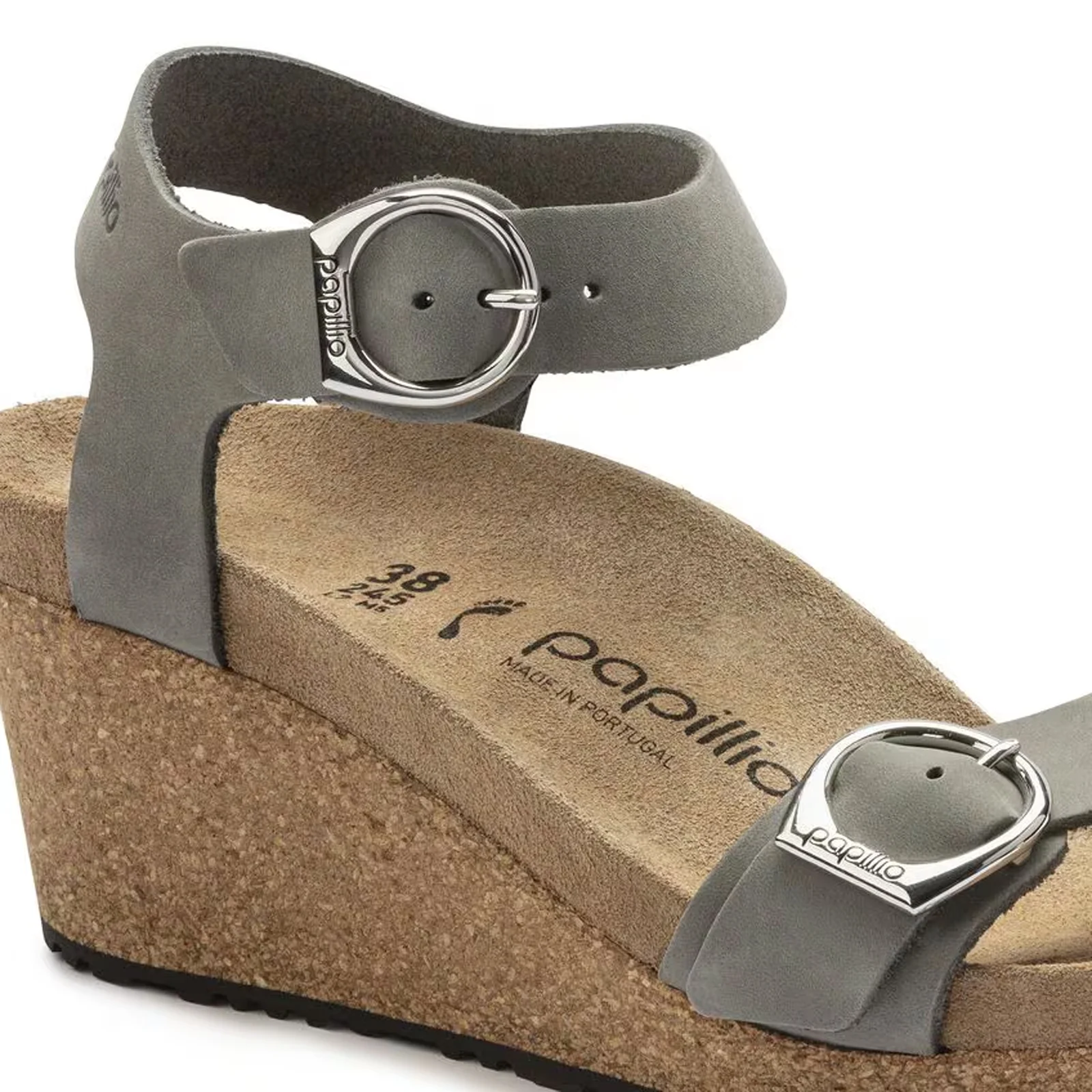 Birkenstock Soley Ring-Buckle Narrow Wedge Sandal (Women) - Dove Gray Nubuck - Image 5