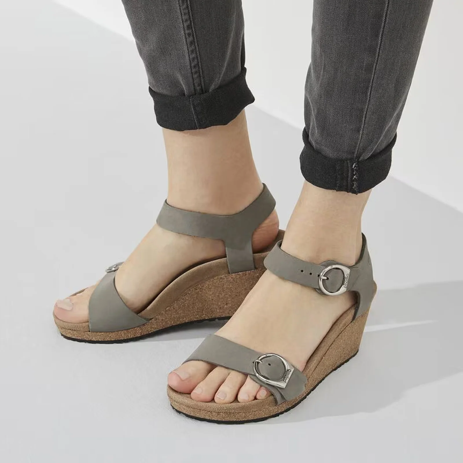 Birkenstock Soley Ring-Buckle Narrow Wedge Sandal (Women) - Dove Gray Nubuck - Image 7