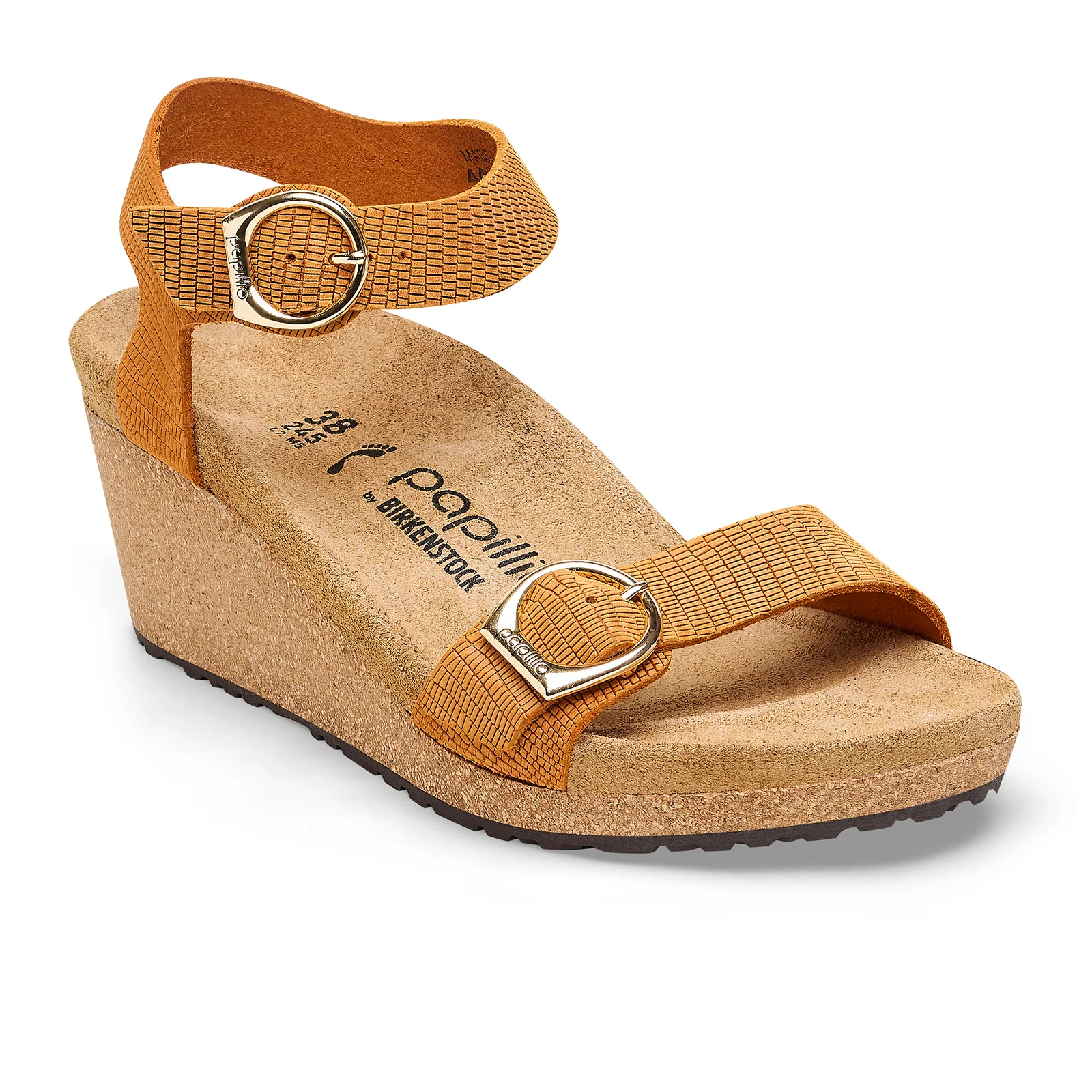 Birkenstock Soley Narrow Wedge Sandal (Women) - Embossed Burnt Orange Nubuck