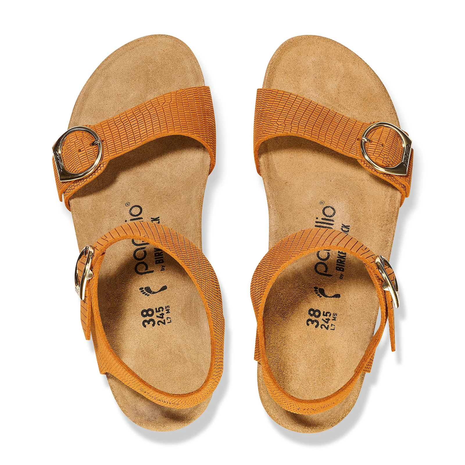 Birkenstock Soley Narrow Wedge Sandal (Women) - Embossed Burnt Orange Nubuck - Image 2