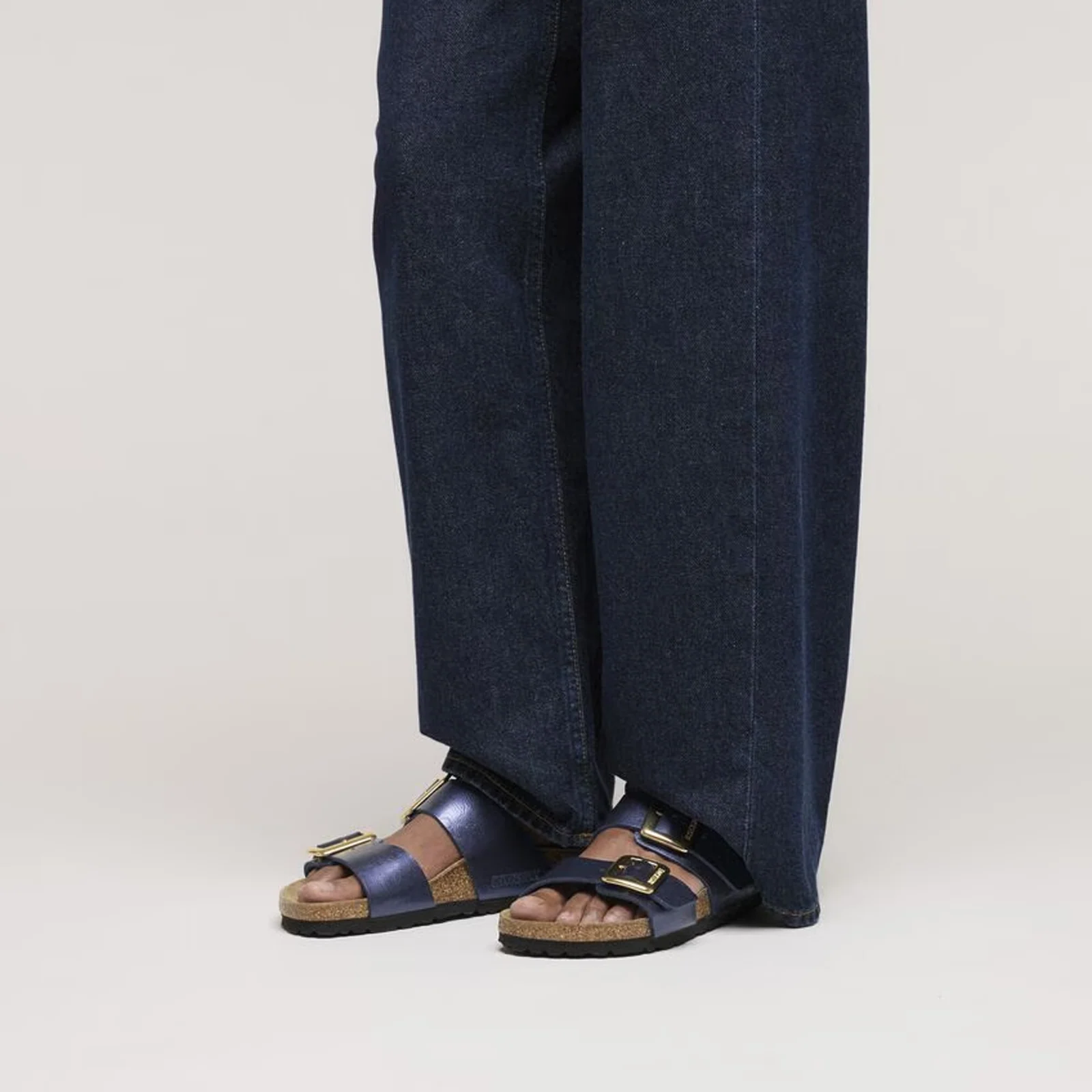 Birkenstock Sydney Luxe Buckle Narrow Slide Sandal (Women) - Graceful Midnight Birko-Flor - Image 5