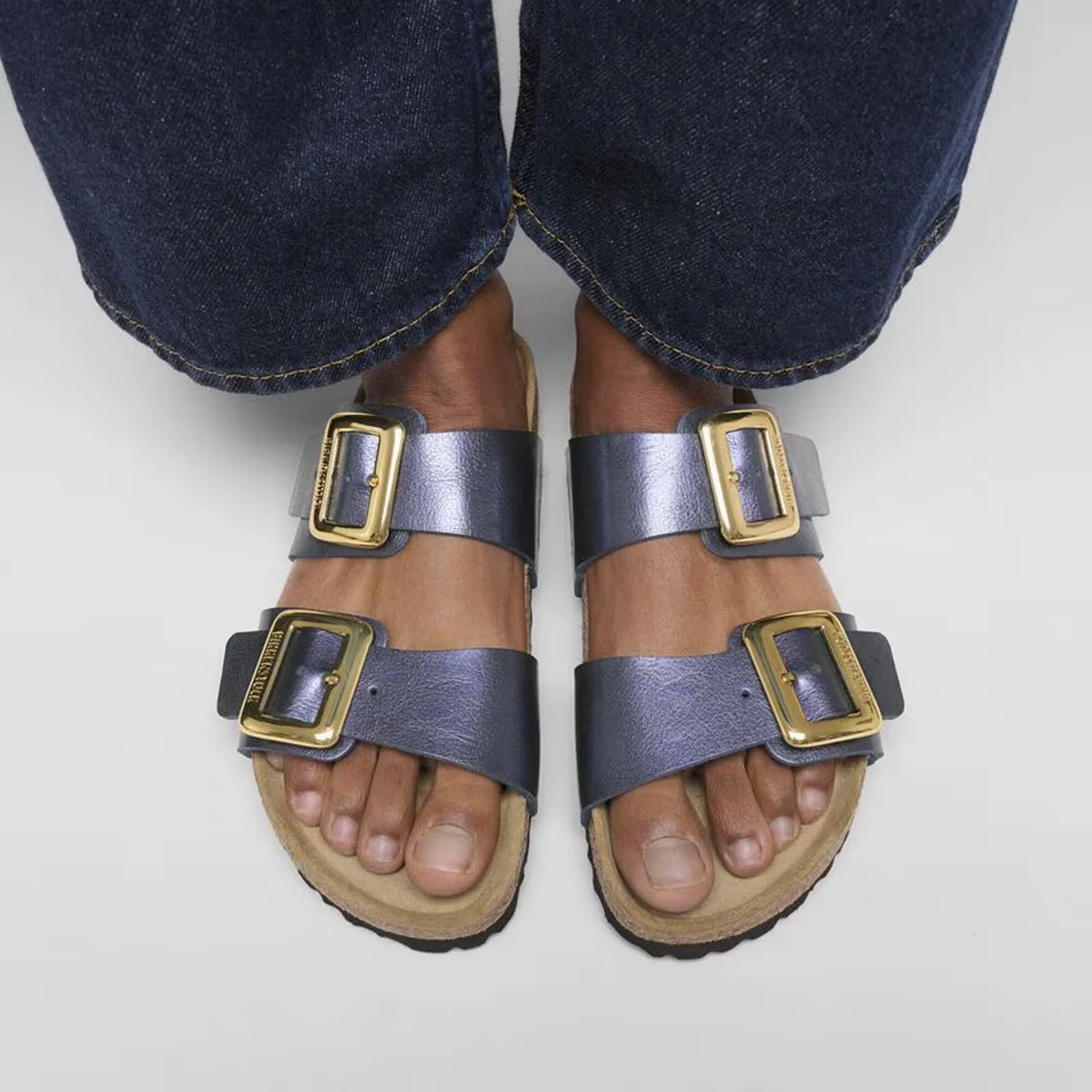 Birkenstock Sydney Luxe Buckle Narrow Slide Sandal (Women) - Graceful Midnight Birko-Flor - Image 6