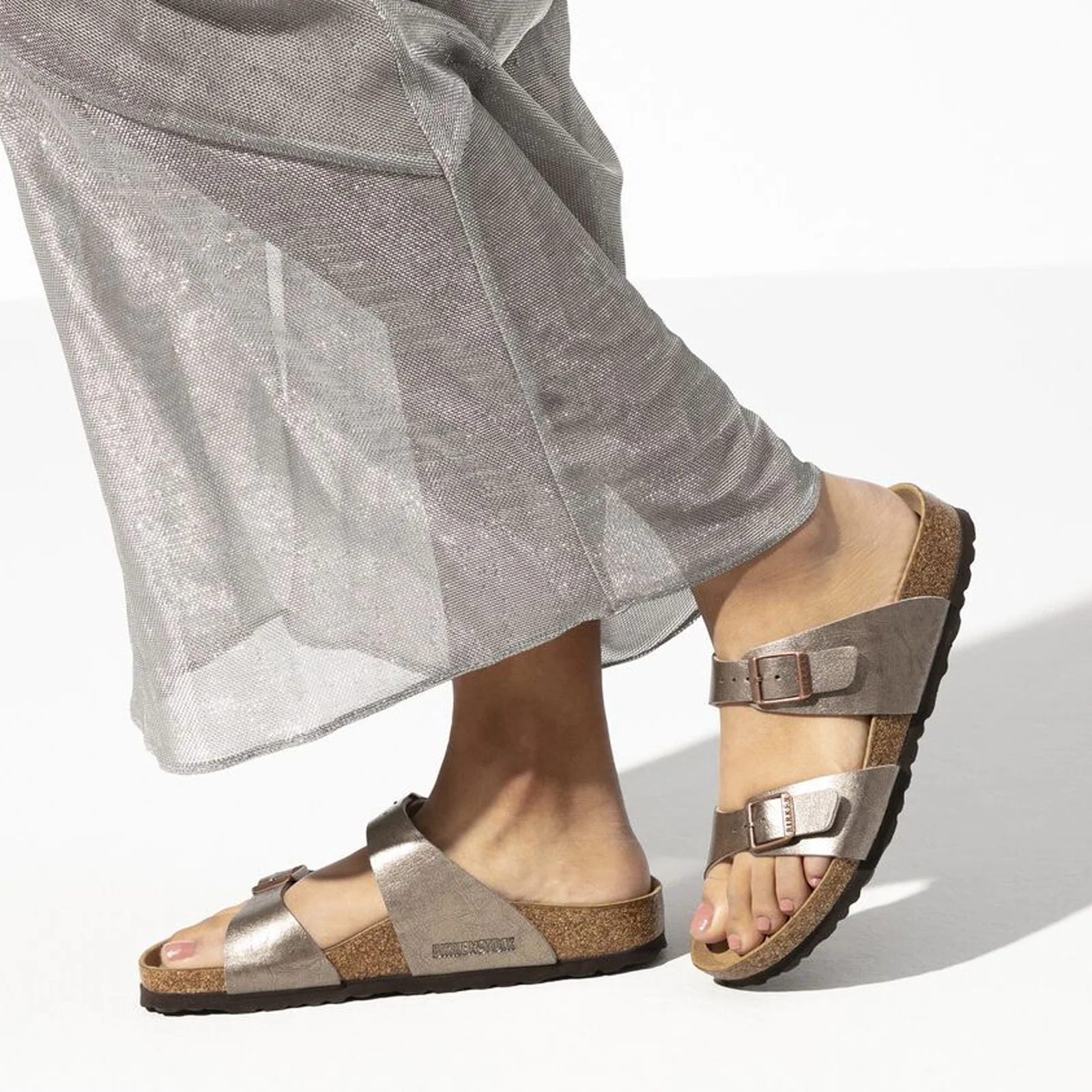 Birkenstock Sydney Slide Sandal (Women) - Graceful Taupe Birko-Flor - Image 7