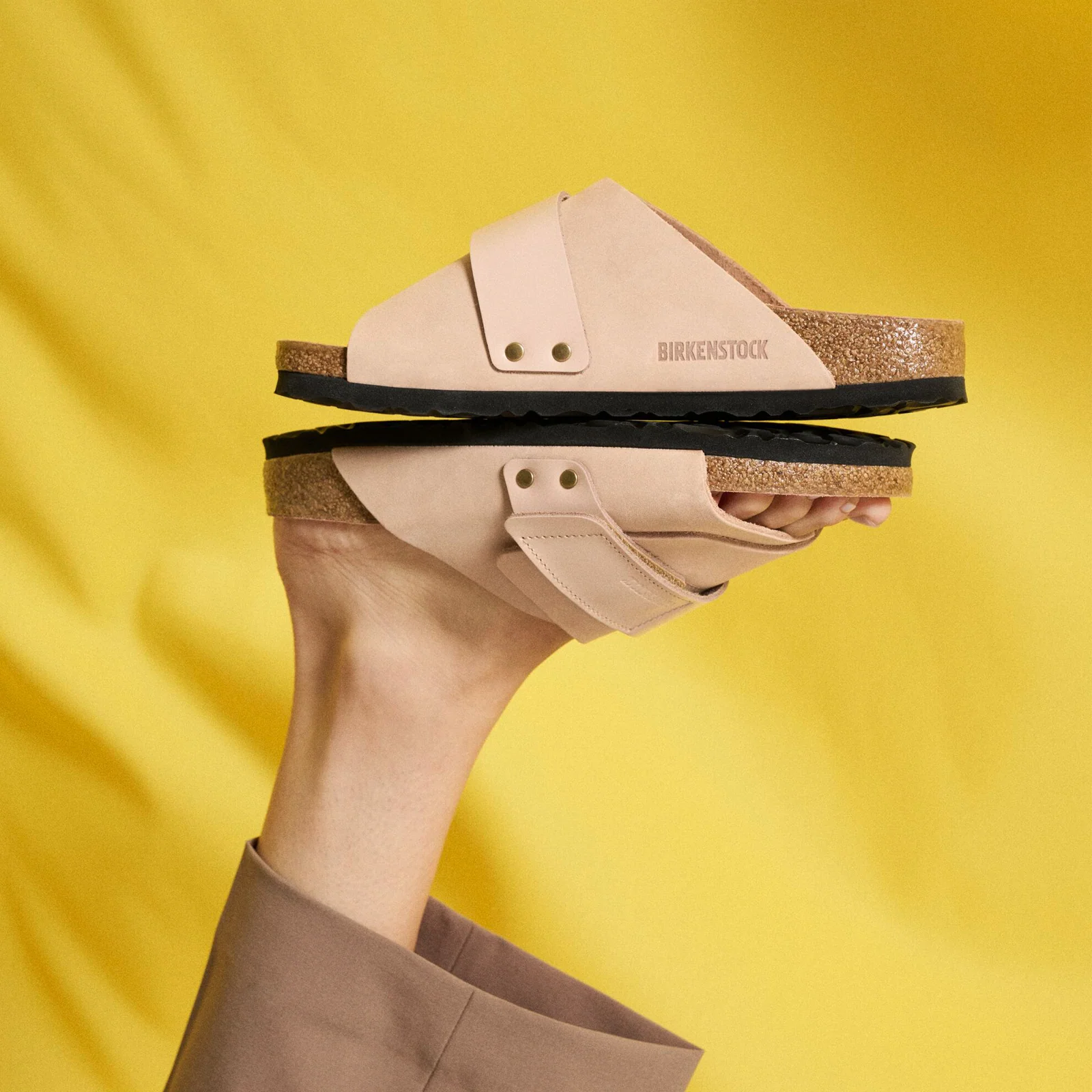 Birkenstock Uji Hex Narrow Slide Sandal (Women) - High Shine New Beige Nubuck - Image 5
