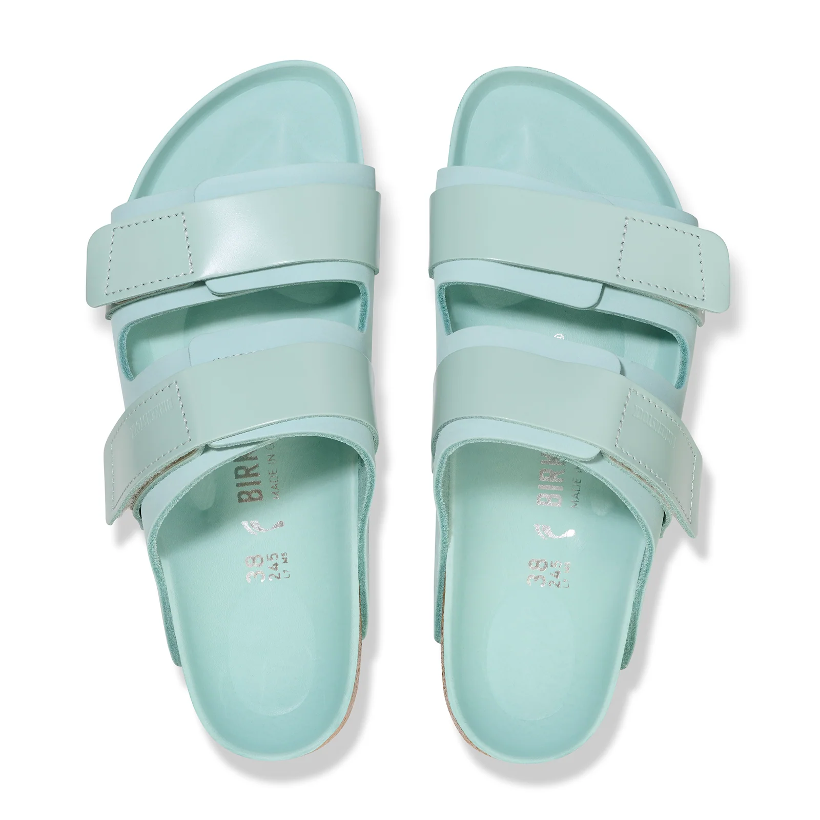 Birkenstock Uji Hex Narrow Slide Sandal (Women) - High Shine Surf Green Nubuck - Image 2