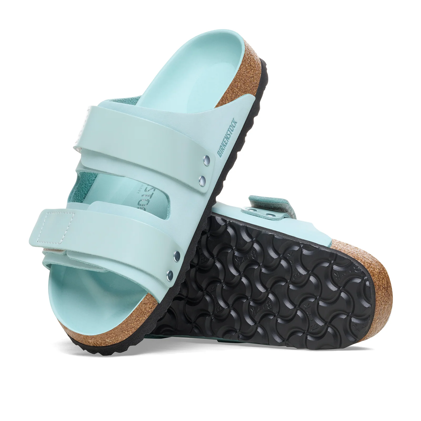 Birkenstock Uji Hex Narrow Slide Sandal (Women) - High Shine Surf Green Nubuck - Image 3