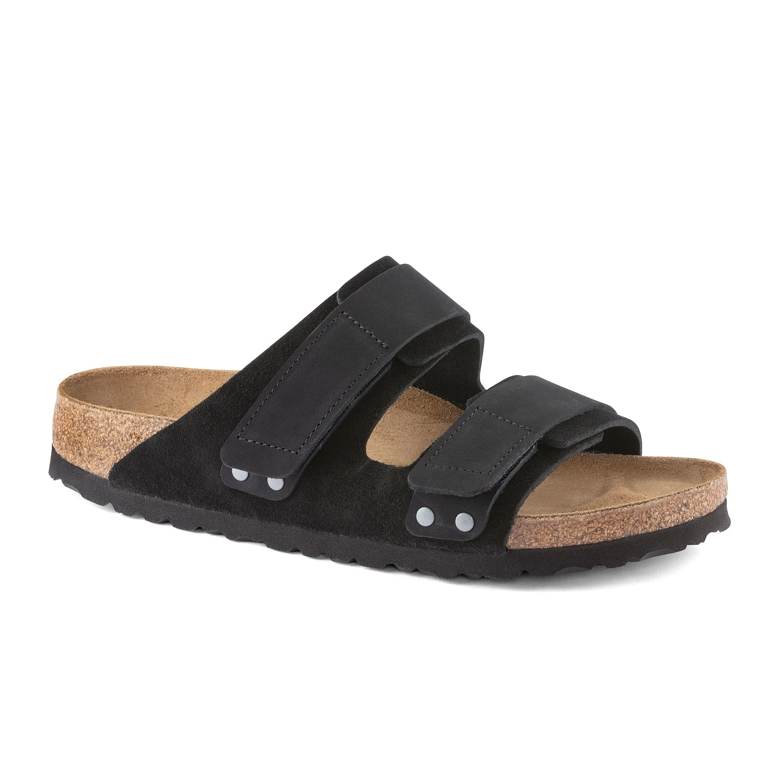 Birkenstock Uji Slide Sandal (Men) - Black Suede/Black Nubuck