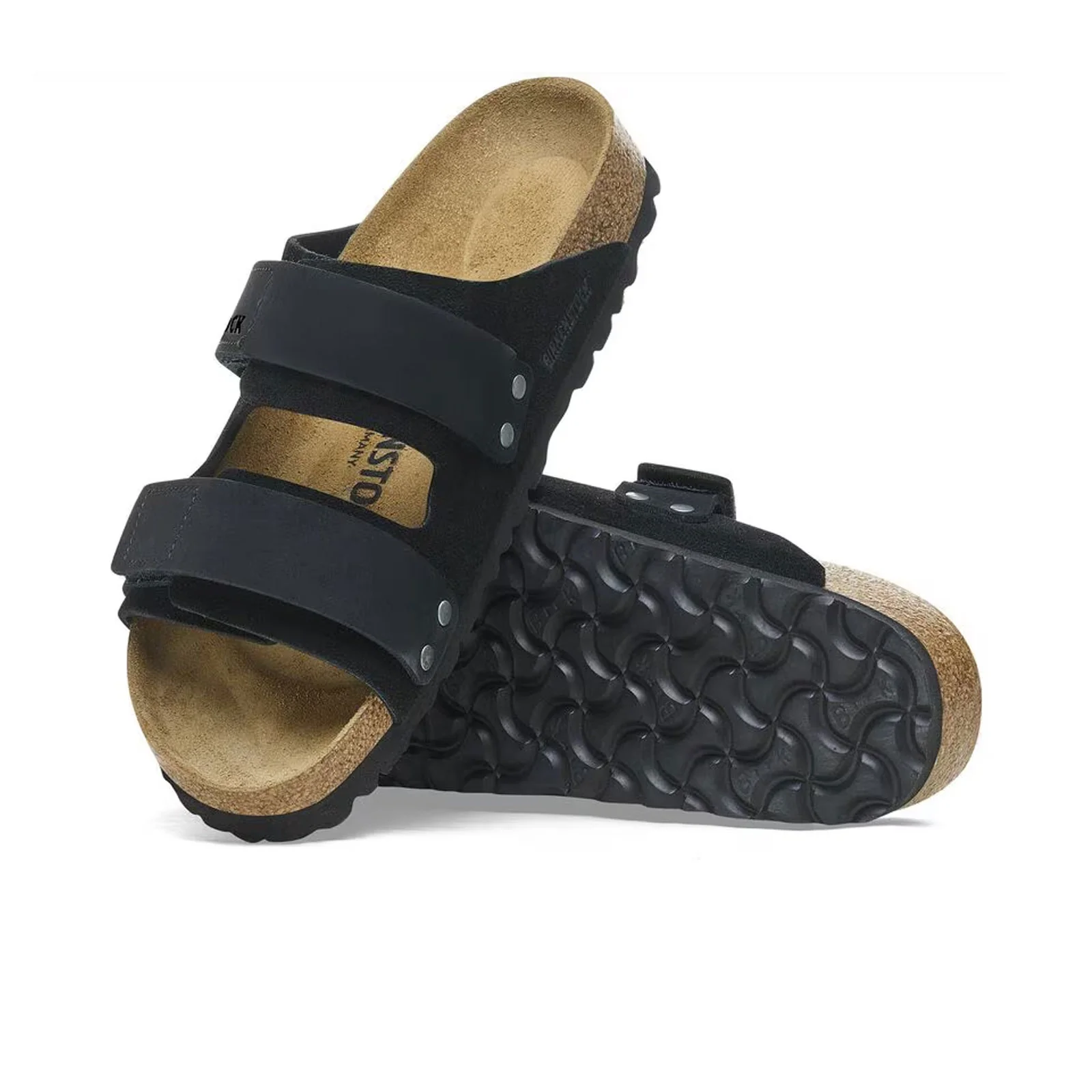 Birkenstock Uji Slide Sandal (Men) - Black Suede/Black Nubuck - Image 2
