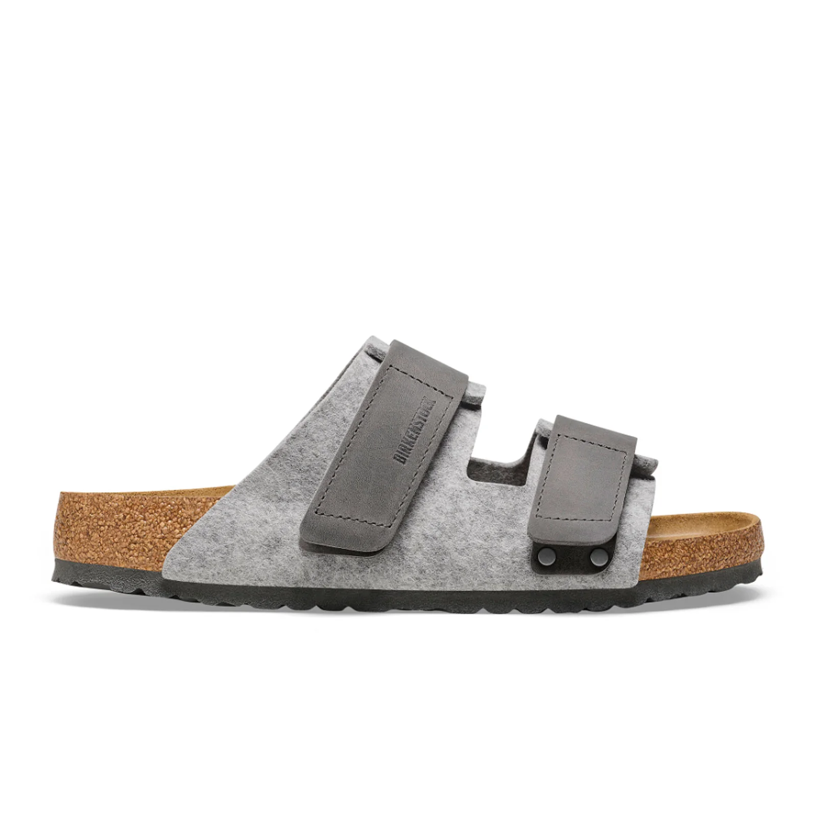 Birkenstock Uji Slide Sandal (Men) - Light Gray Leather/Iron Wool - Image 4