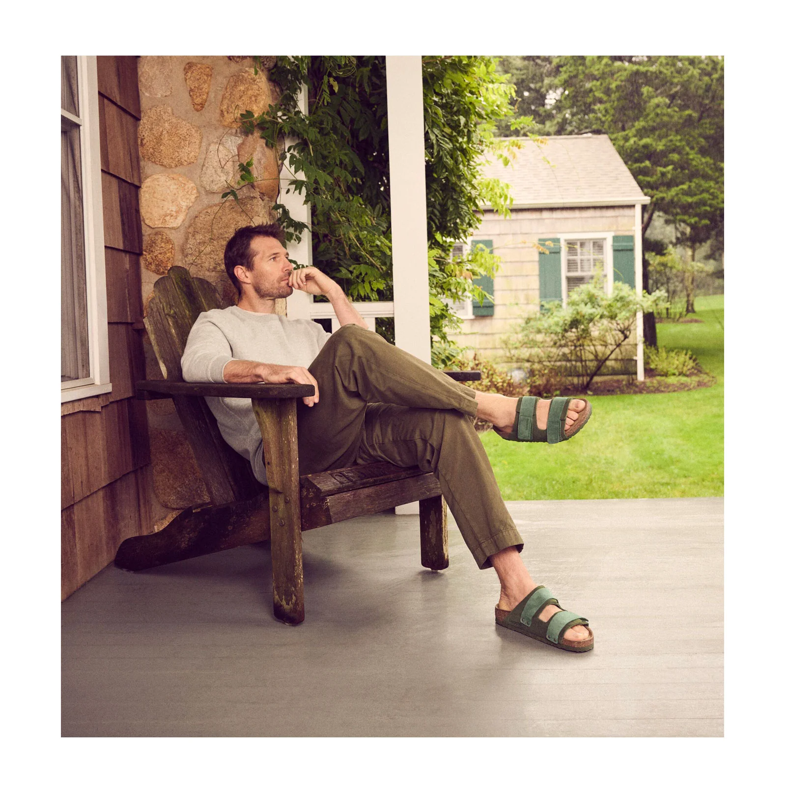 Birkenstock Uji Slide Sandal (Men) - Thyme Suede/Thyme Nubuck - Image 5