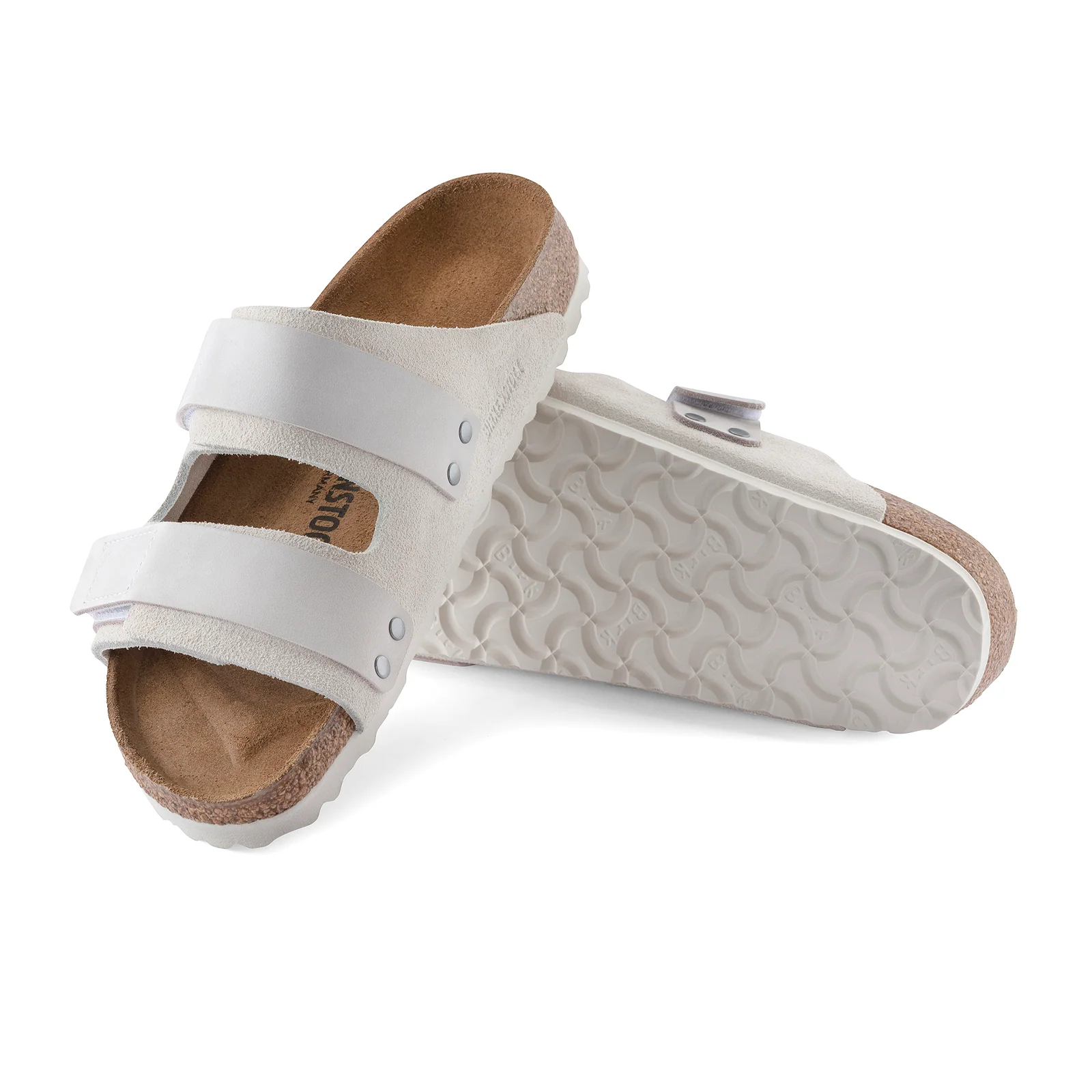 Birkenstock Uji Narrow Slide Sandal (Women) - Antique White Suede/Antique White Nubuck - Image 3