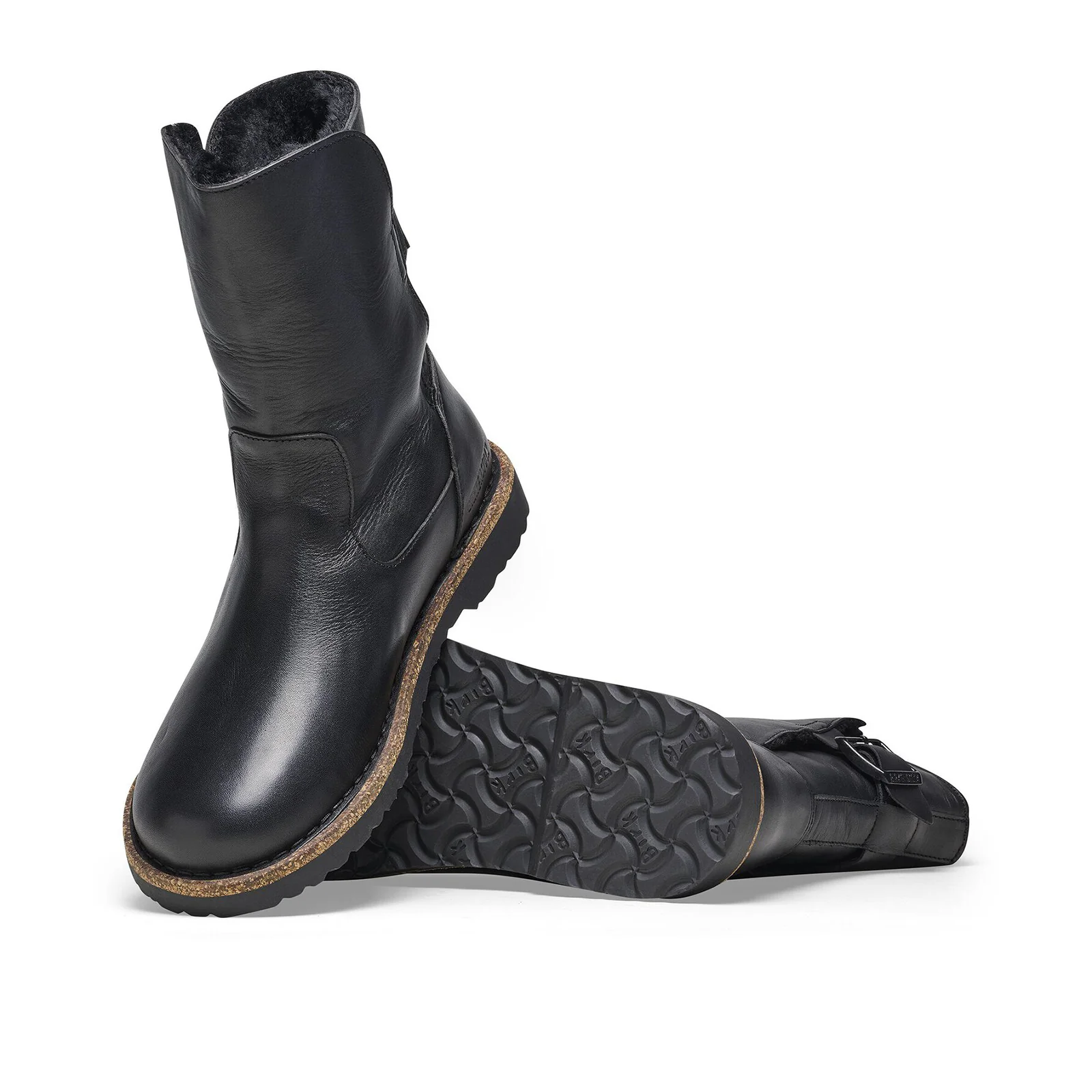 Birkenstock Uppsala Boot (Women) - Black Leather/Black Shearling - Image 4