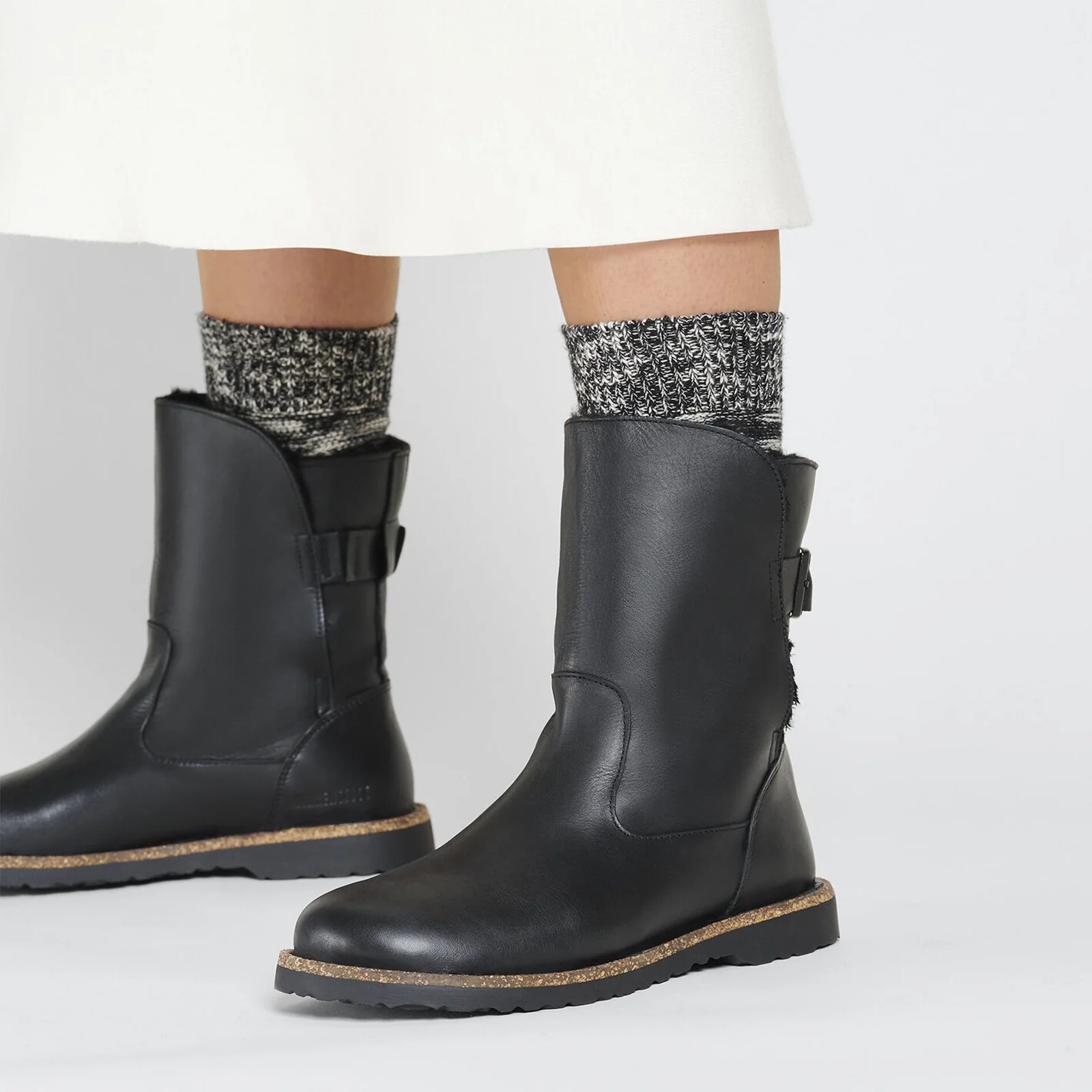 Birkenstock Uppsala Boot (Women) - Black Leather/Black Shearling - Image 6