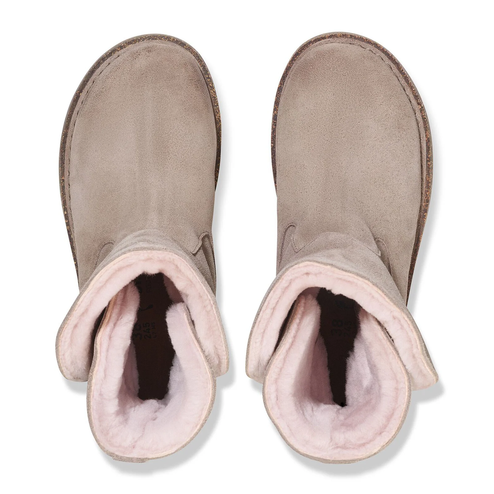 Birkenstock Uppsala Boot (Women) - Gray Taupe Suede/Soft Pink Shearling - Image 3