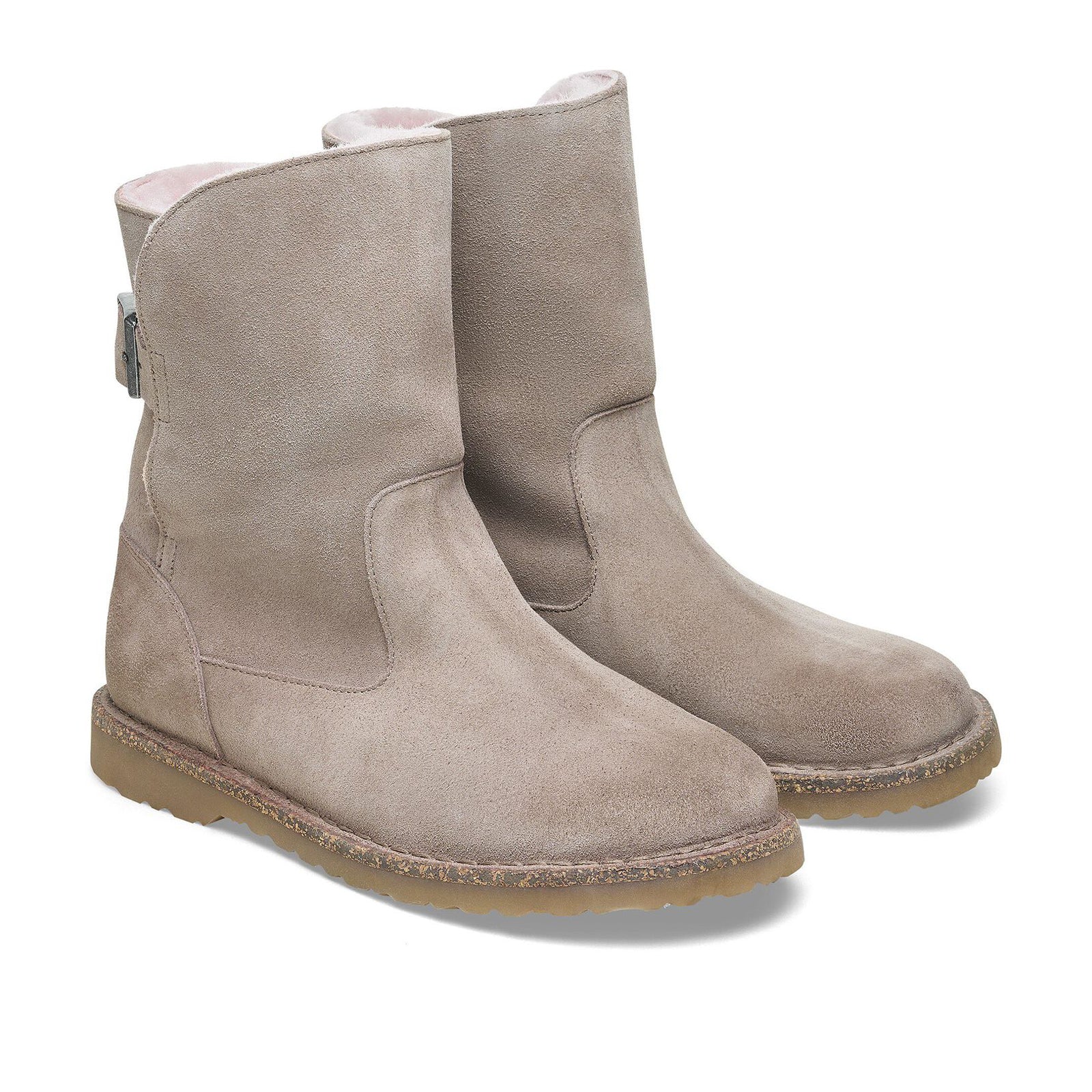 Birkenstock Uppsala Boot (Women) - Gray Taupe Suede/Soft Pink Shearling - Image 5