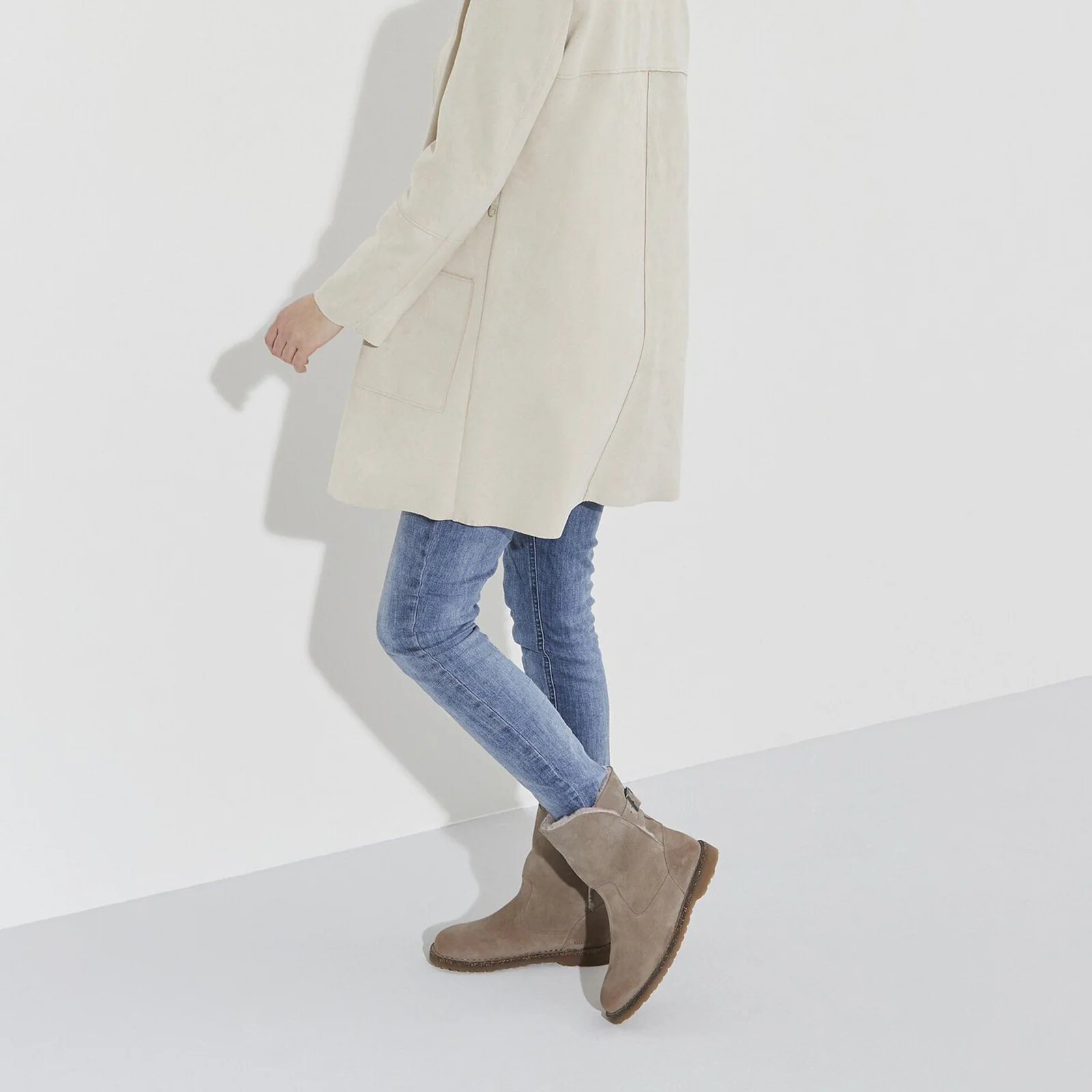 Birkenstock Uppsala Boot (Women) - Gray Taupe Suede/Soft Pink Shearling - Image 6