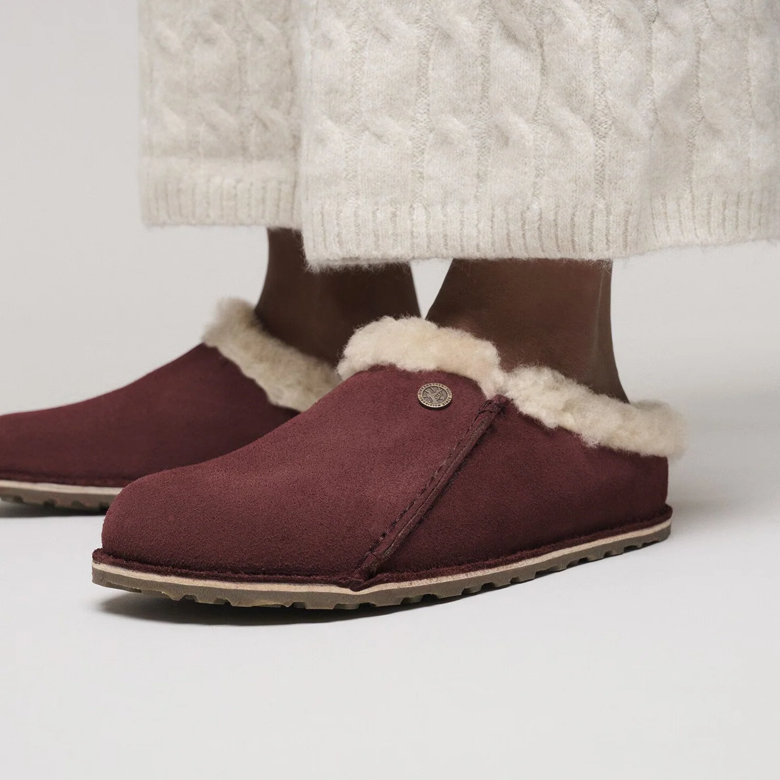 Birkenstock Zermatt Premium Slipper (Women) - Zinfandel Suede/Sandcastle Shearling - Image 7