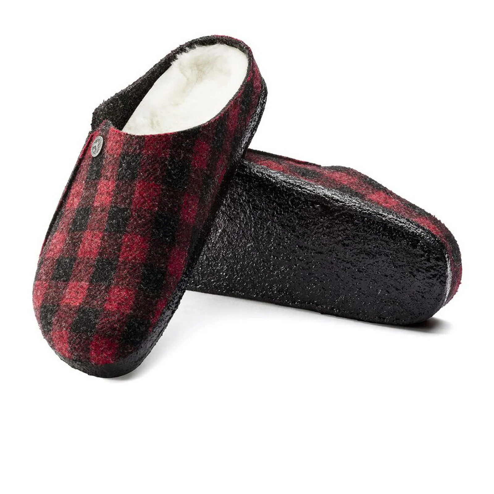 Birkenstock Zermatt Slipper (Men) - Red Plaid Wool/Natural Shearling - Image 3